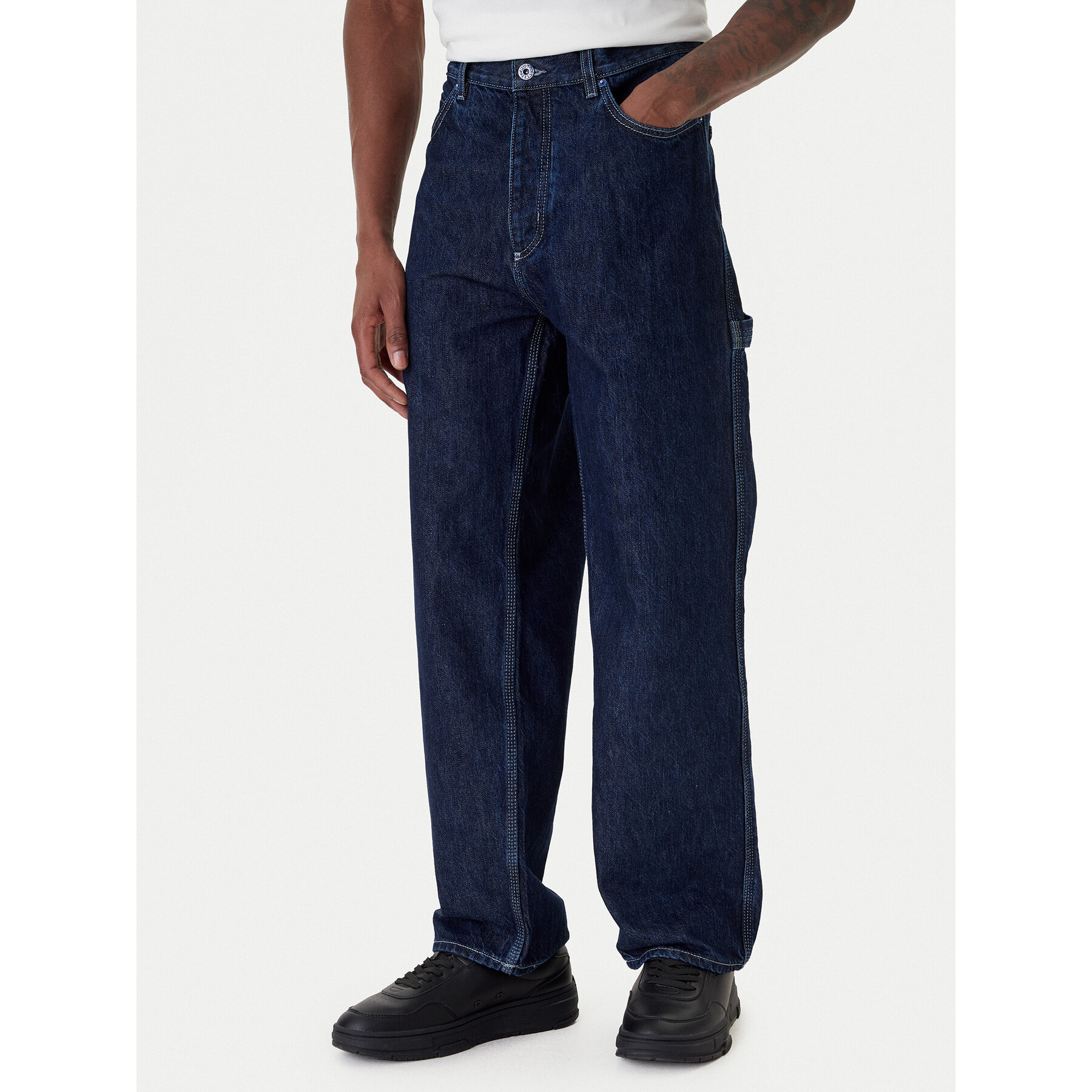 HUGO Jeansy Carpenter 50553473 Granatowy Baggy Fit