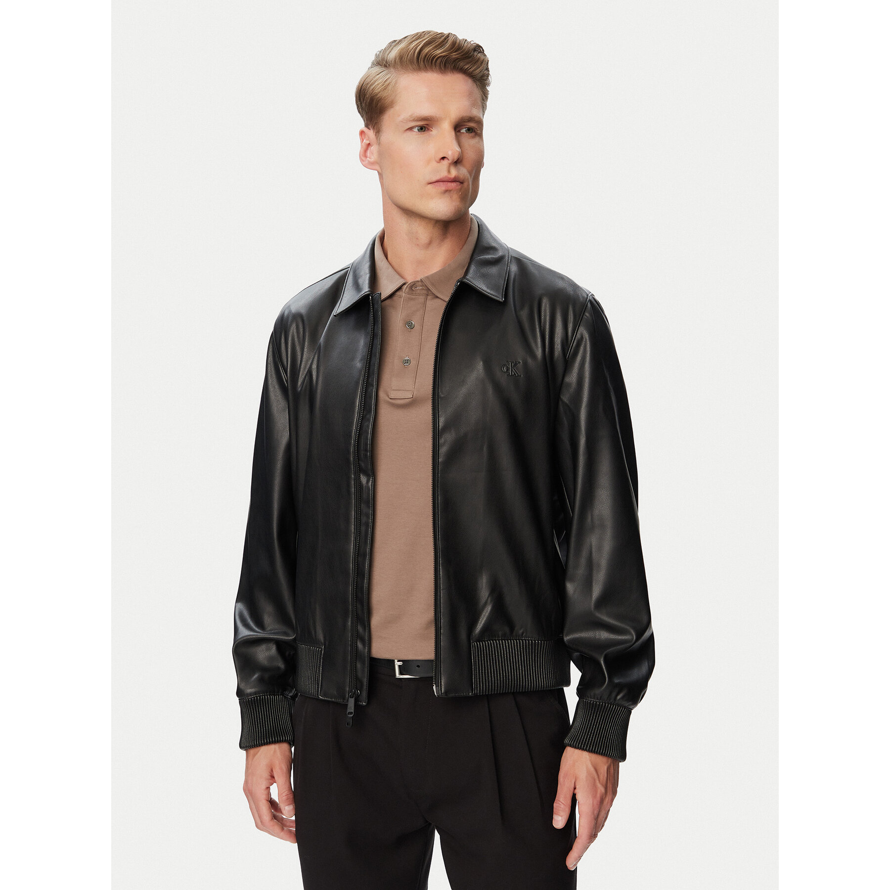 Calvin Klein Kurtka z imitacji skóry LV04RG406G Czarny Regular Fit