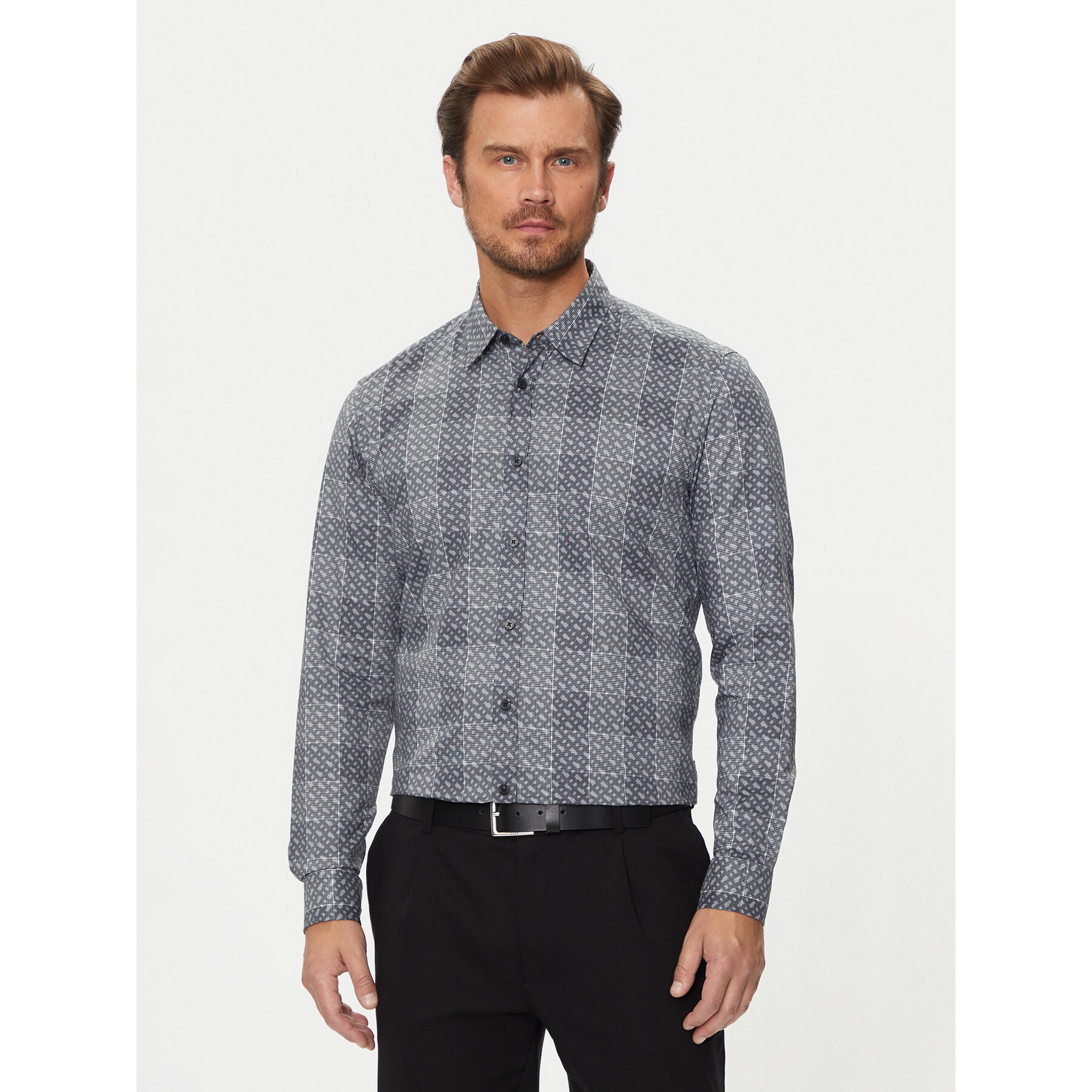 Boss Koszula Liam 50521641 Szary Regular Fit