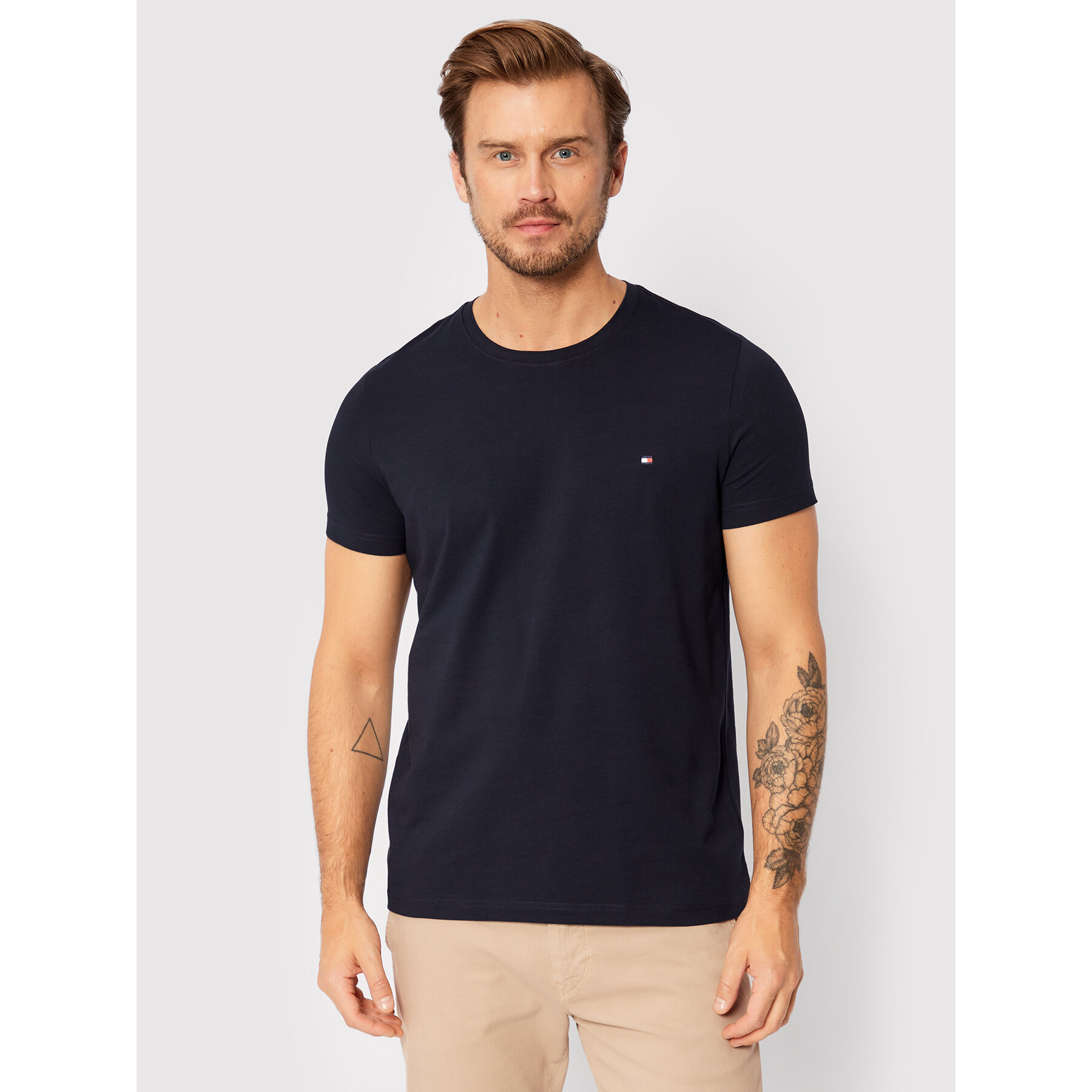 Tommy Hilfiger T-Shirt Core Stretch MW0MW27539 Granatowy Slim Fit