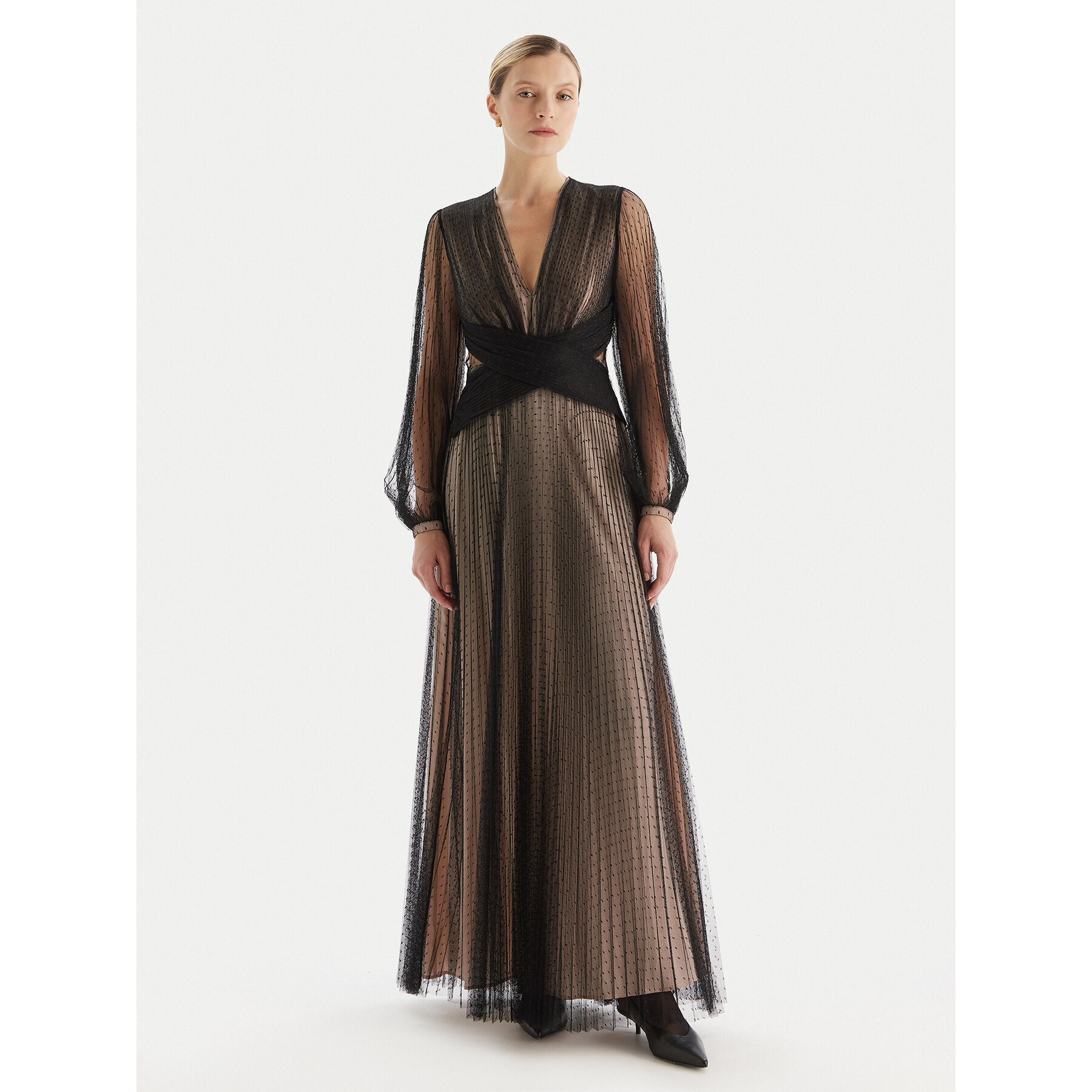 TWINSET Sukienka wieczorowa 252TT2021 Czarny Regular Fit