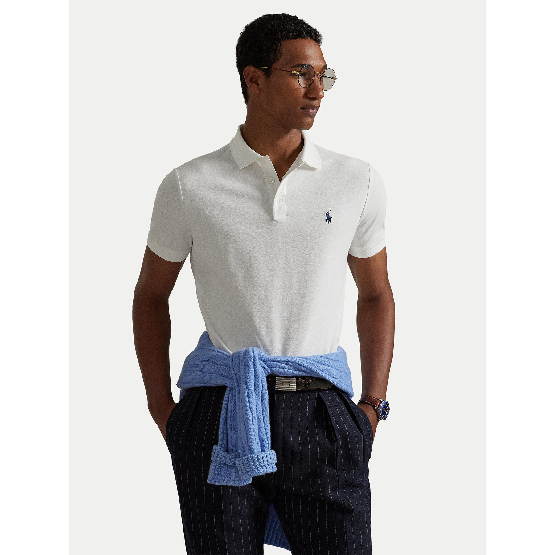 Polo Ralph Lauren Polo 710941439002 Biały Custom Slim Fit