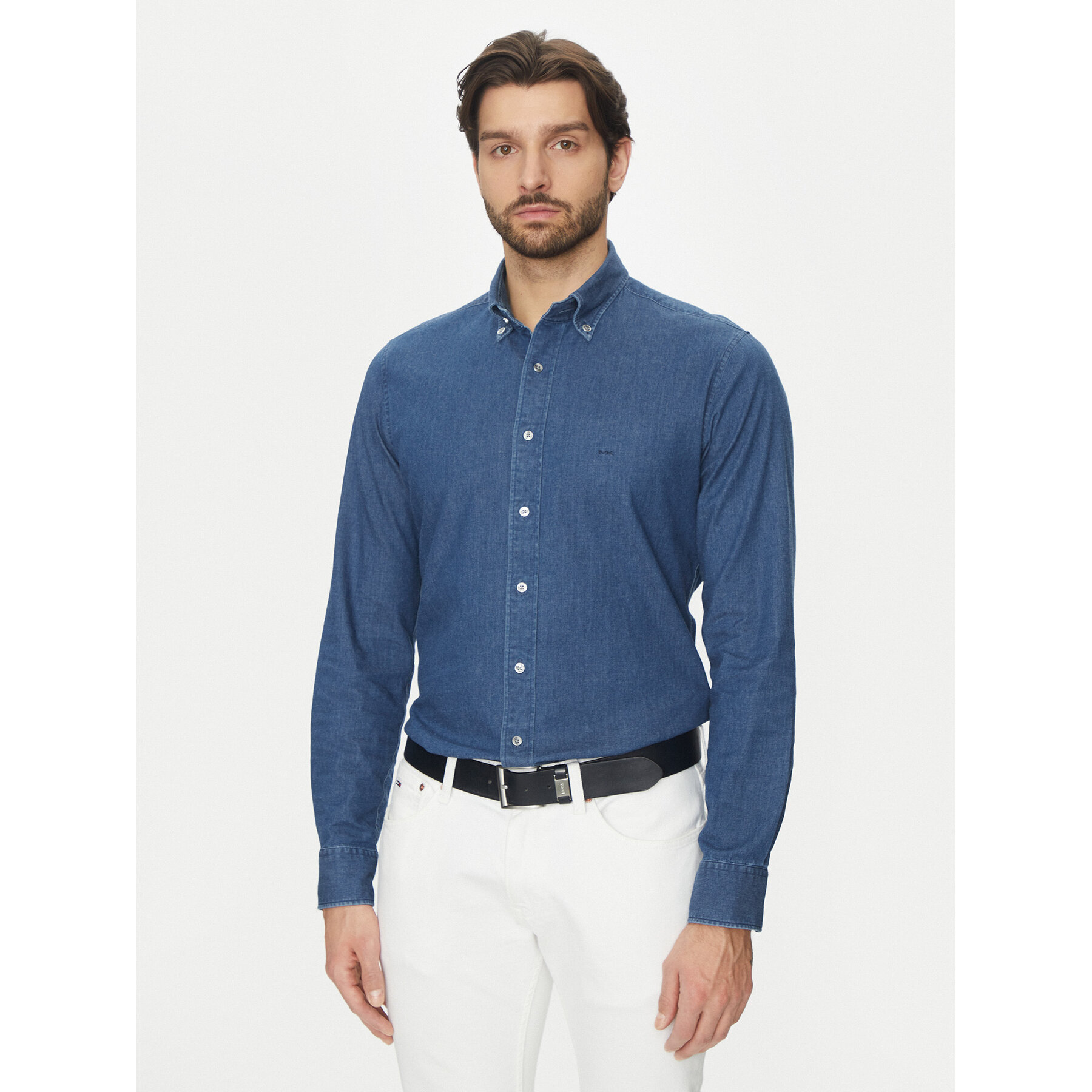 Michael Kors Koszula jeansowa MD0MD91441 Granatowy Slim Fit