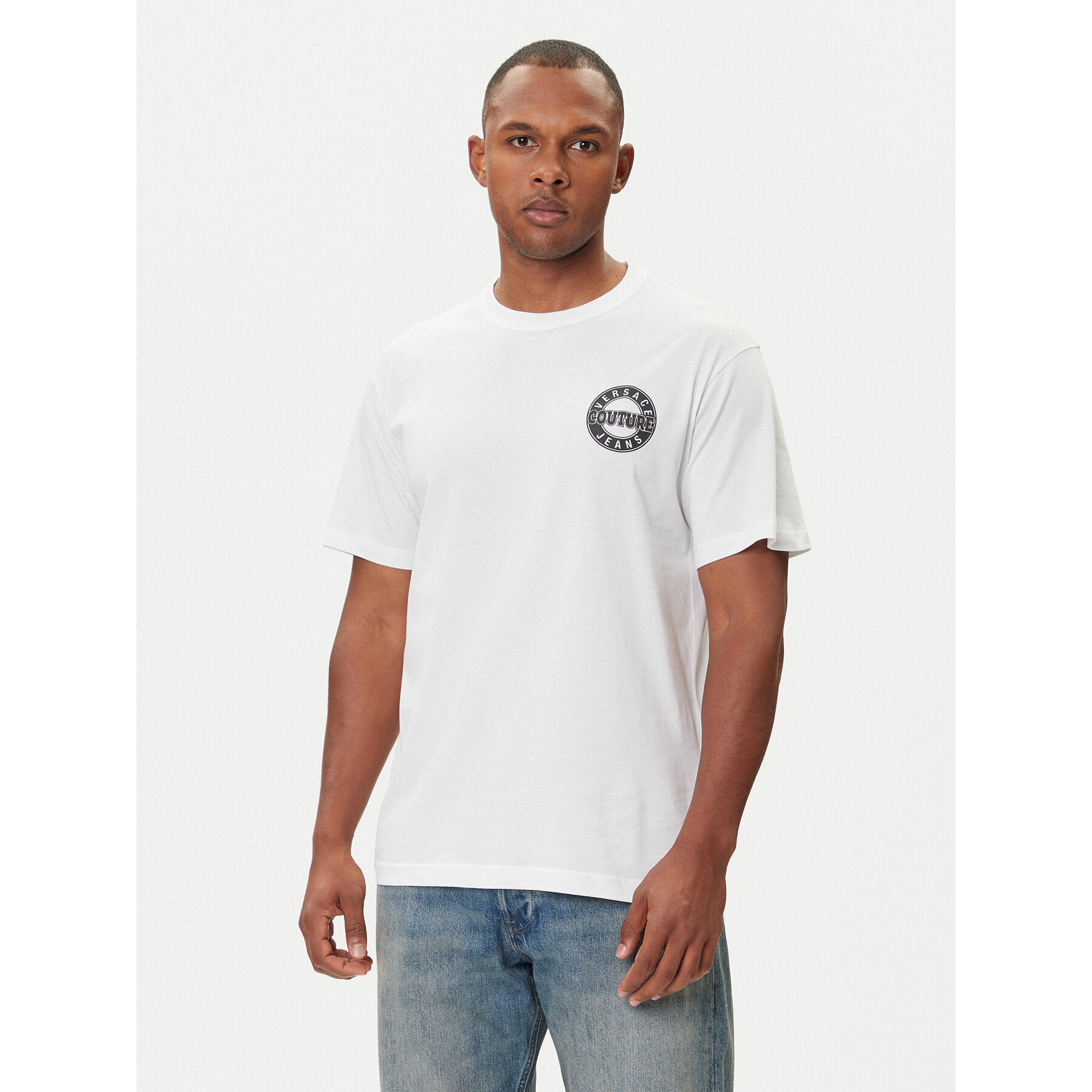 Versace Jeans Couture T-Shirt 79GAHT02 CJ00T Biały Regular Fit