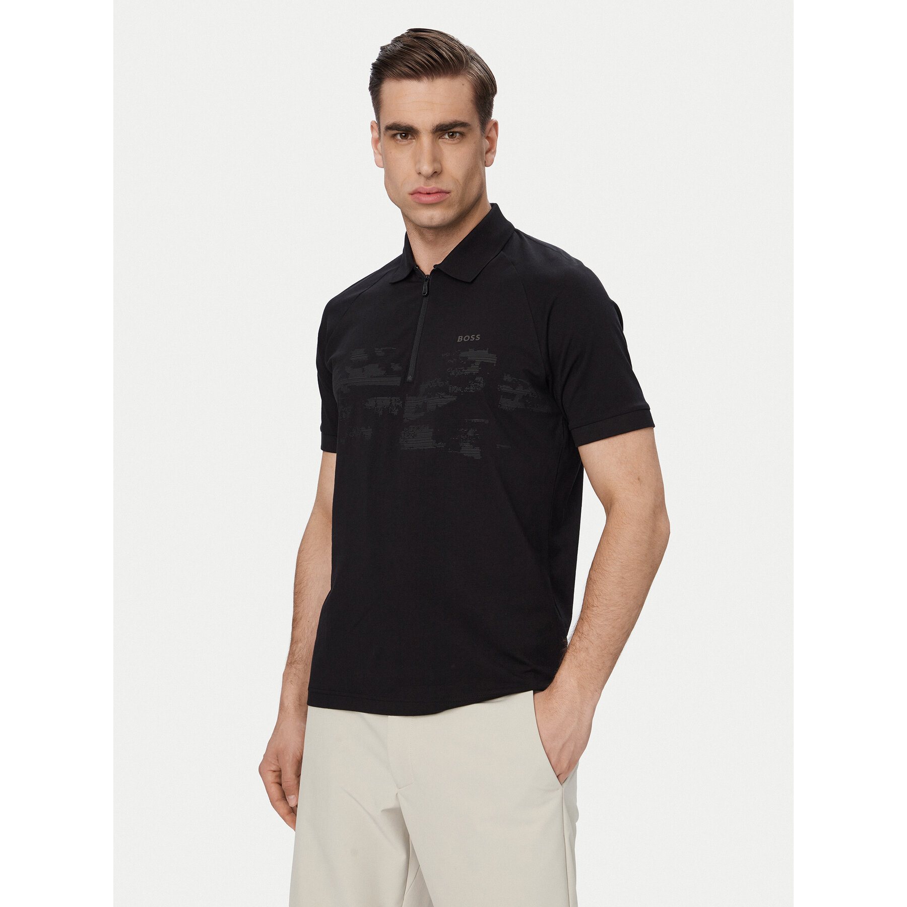 BOSS Polo Pl Globe Pattern 50559010 Czarny Regular Fit