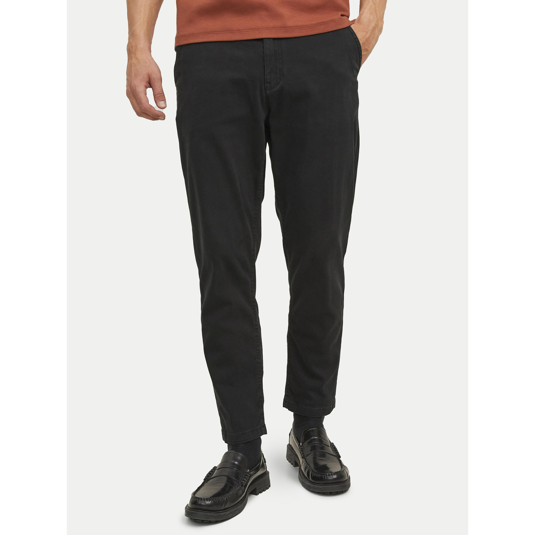 Jack & Jones Chinosy Harlow 12242188 Czarny Tapered Fit