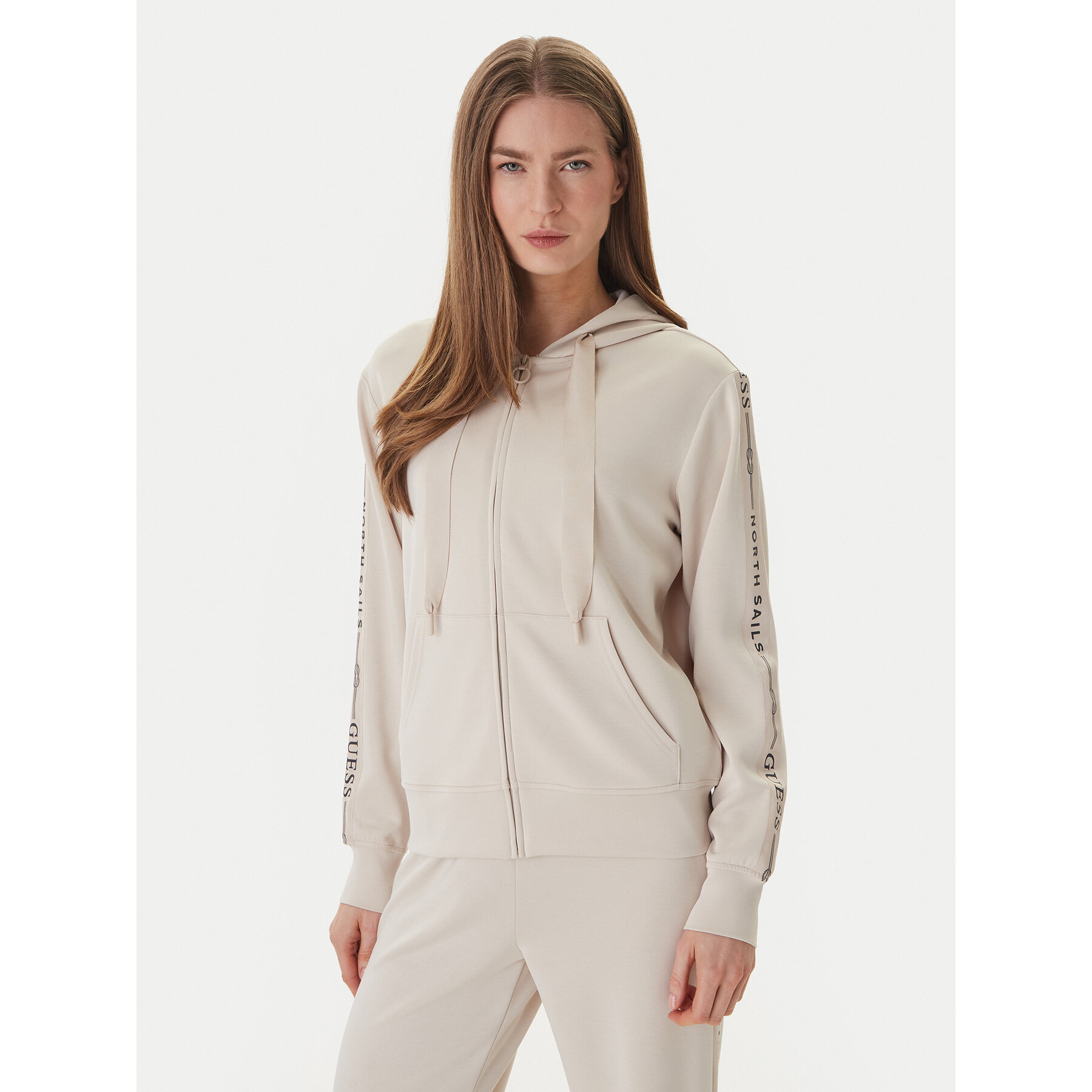 Guess Bluza W6GQ03 K2656 Beżowy Regular Fit