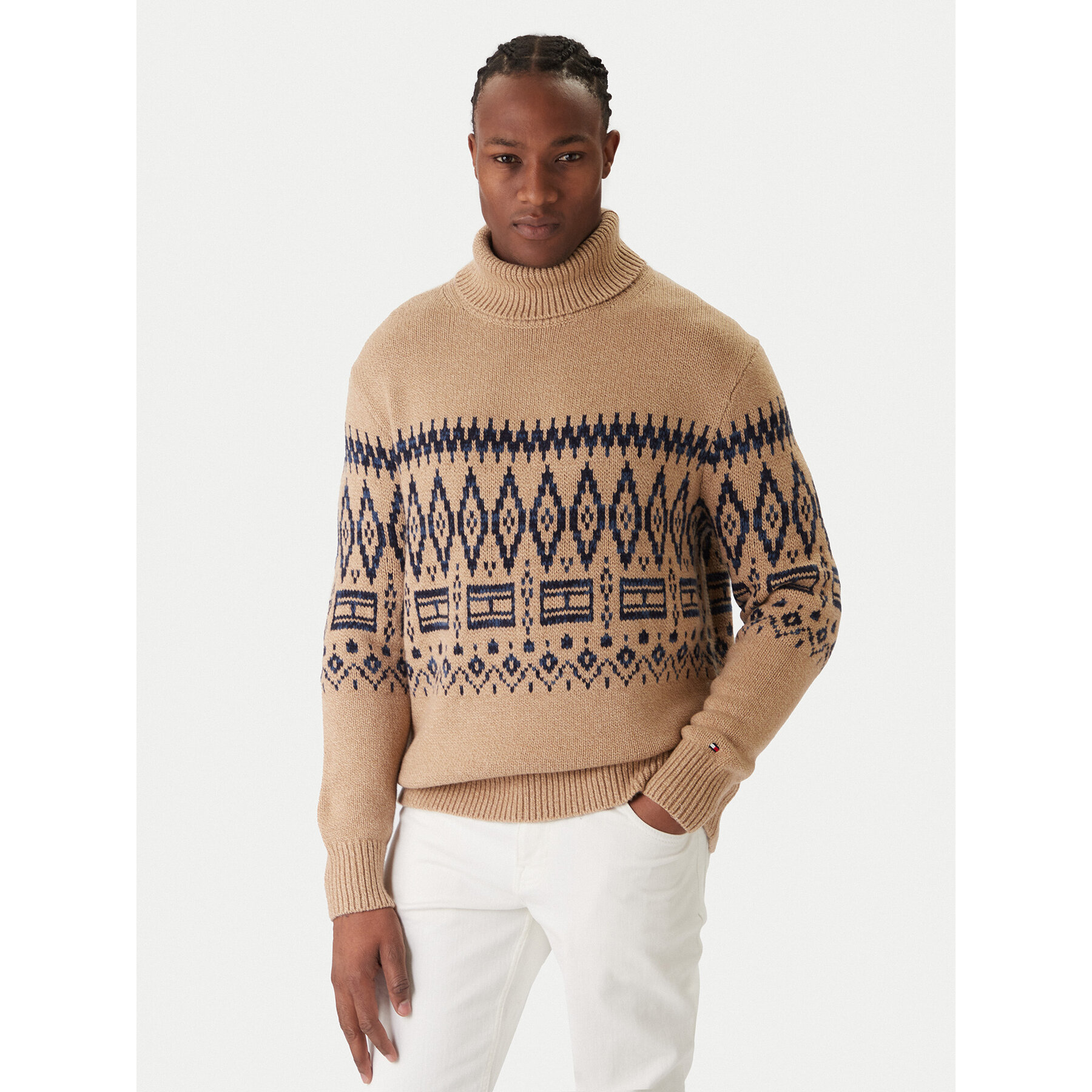 Tommy Hilfiger Golf Fairisle MW0MW40843 Beżowy Regular Fit