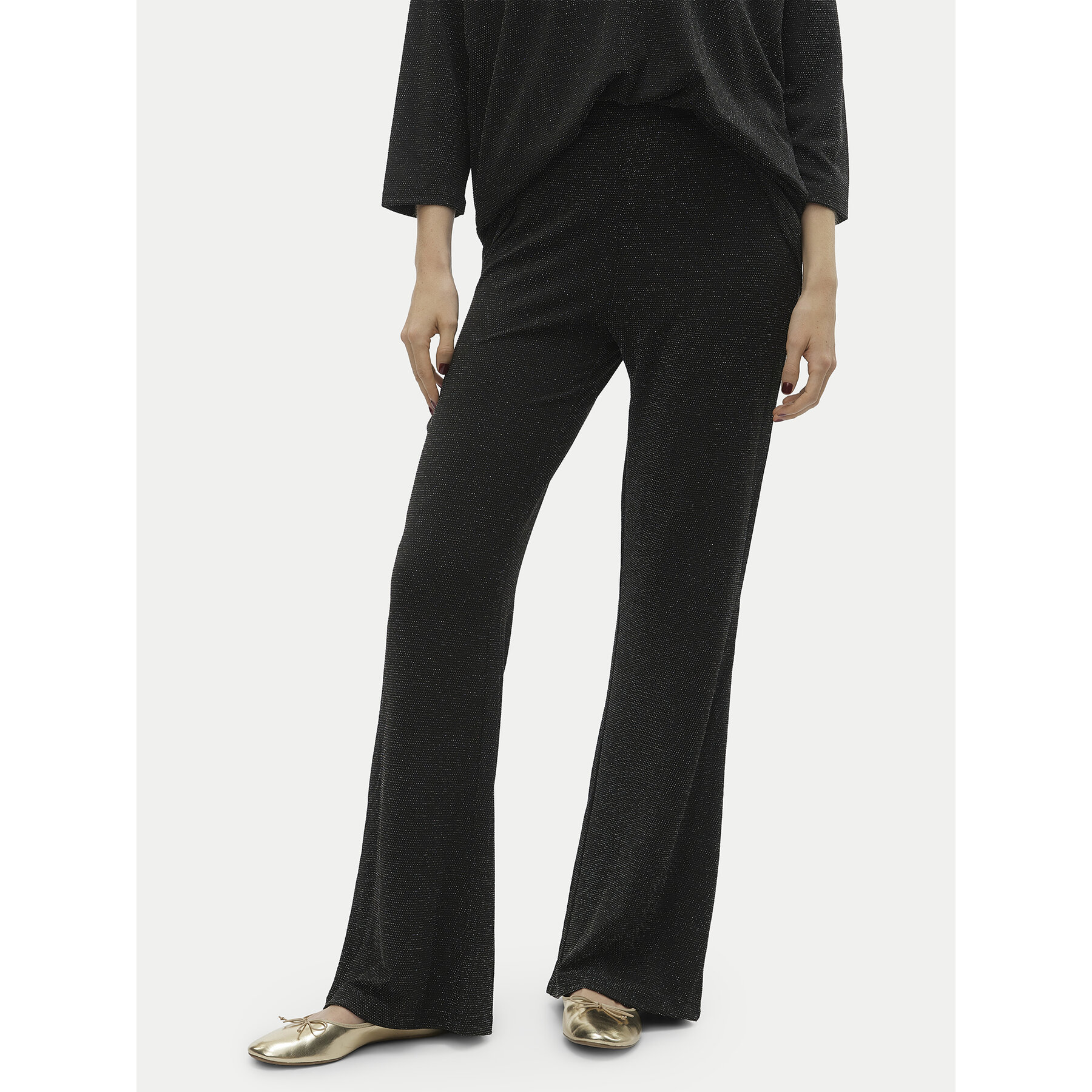 Vero Moda Spodnie dzianinowe Kanva 10296871 Czarny Regular Fit