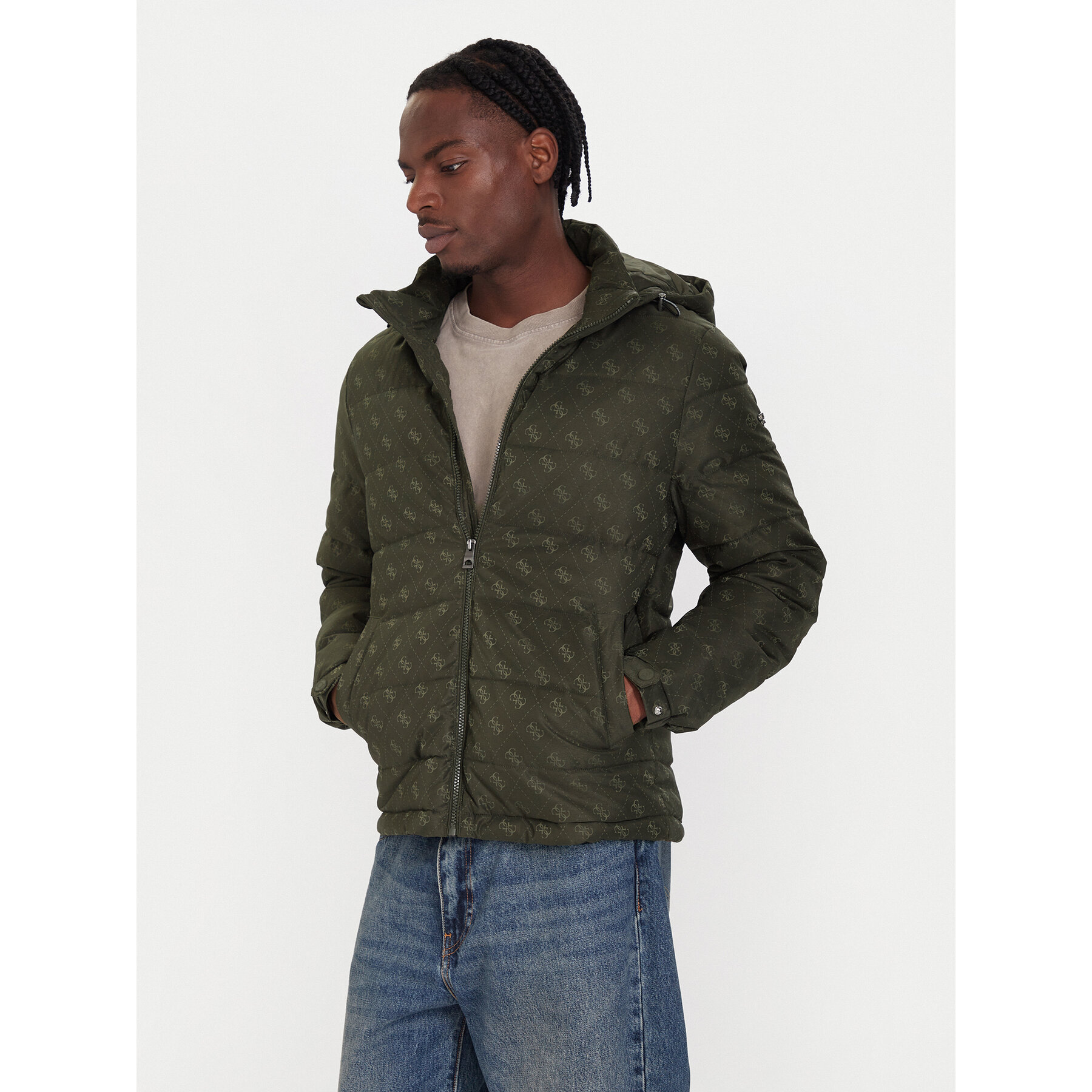 Guess Kurtka zimowa M5BL0B W2322 Khaki Relaxed Fit