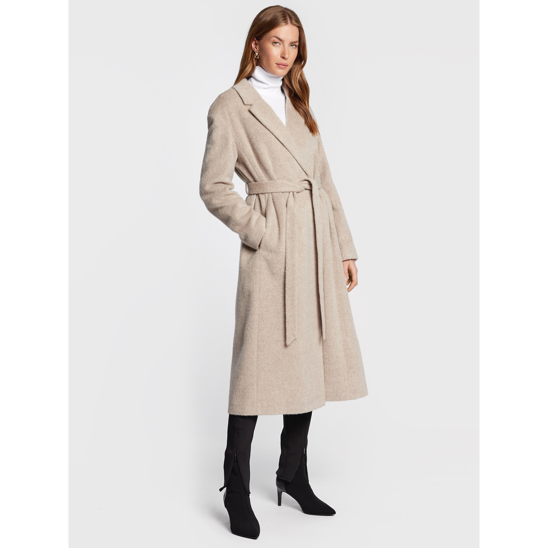 Calvin Klein Płaszcz wełniany Wrap K20K204951 Szary Regular Fit