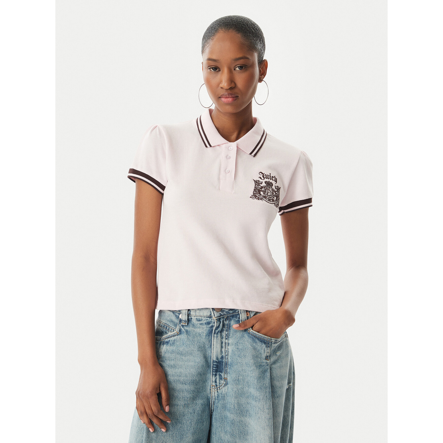 Juicy Couture Polo Juicy Puff JCGCT126015 Różowy Slim Fit