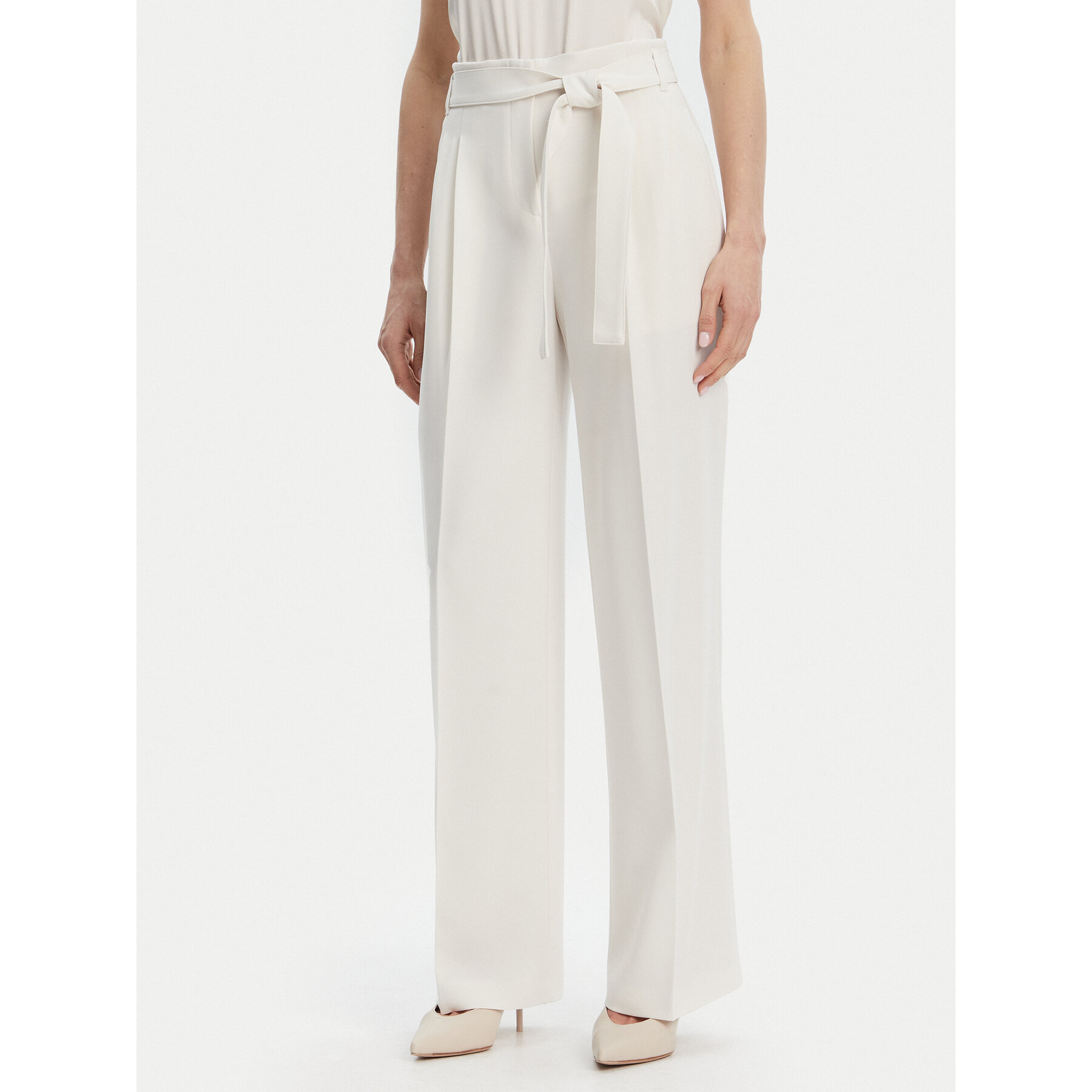 BOSS Spodnie materiałowe Tapiana 50479405 Écru Relaxed Fit
