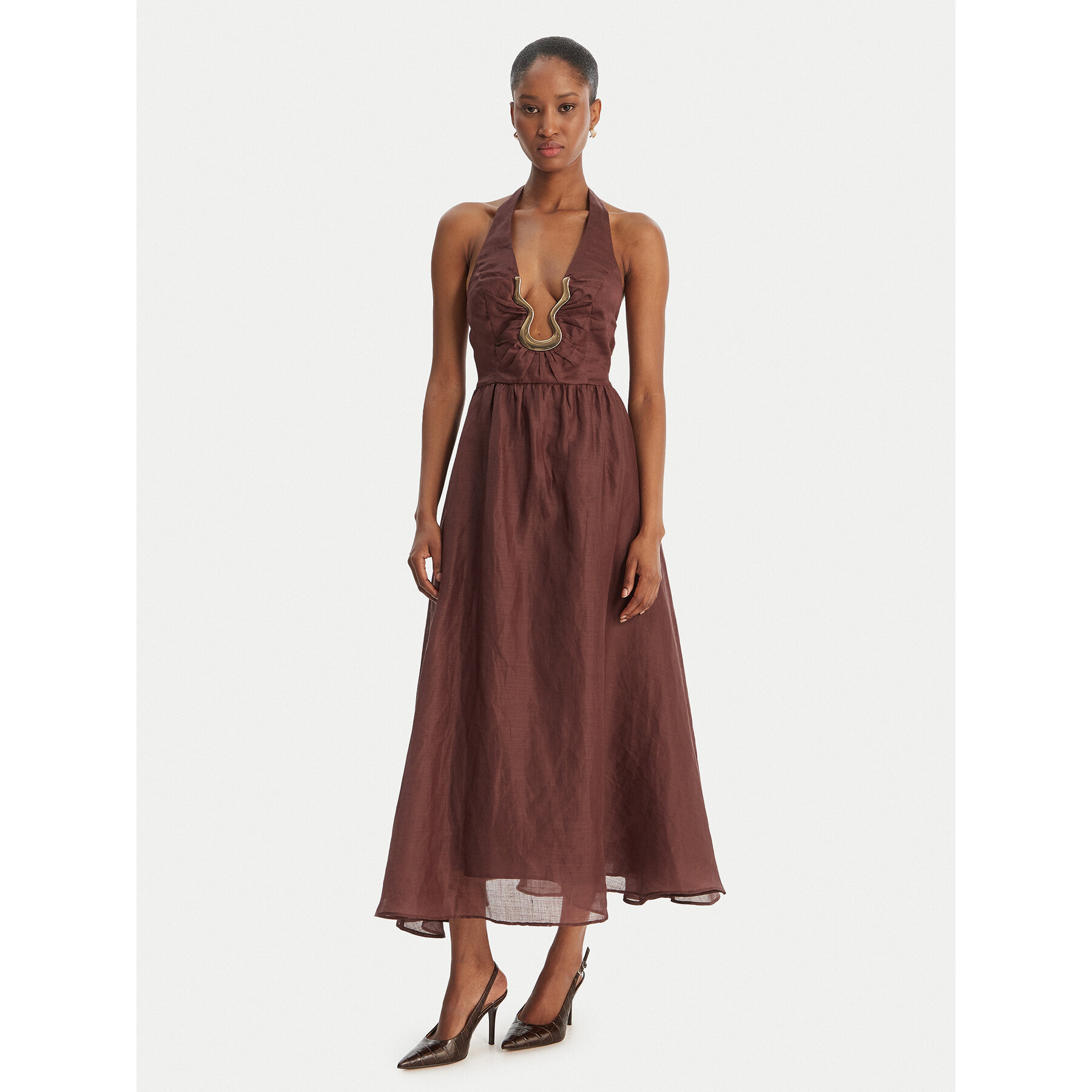 Bardot Sukienka koktajlowa Cavarly 60361DB Brązowy Regular Fit