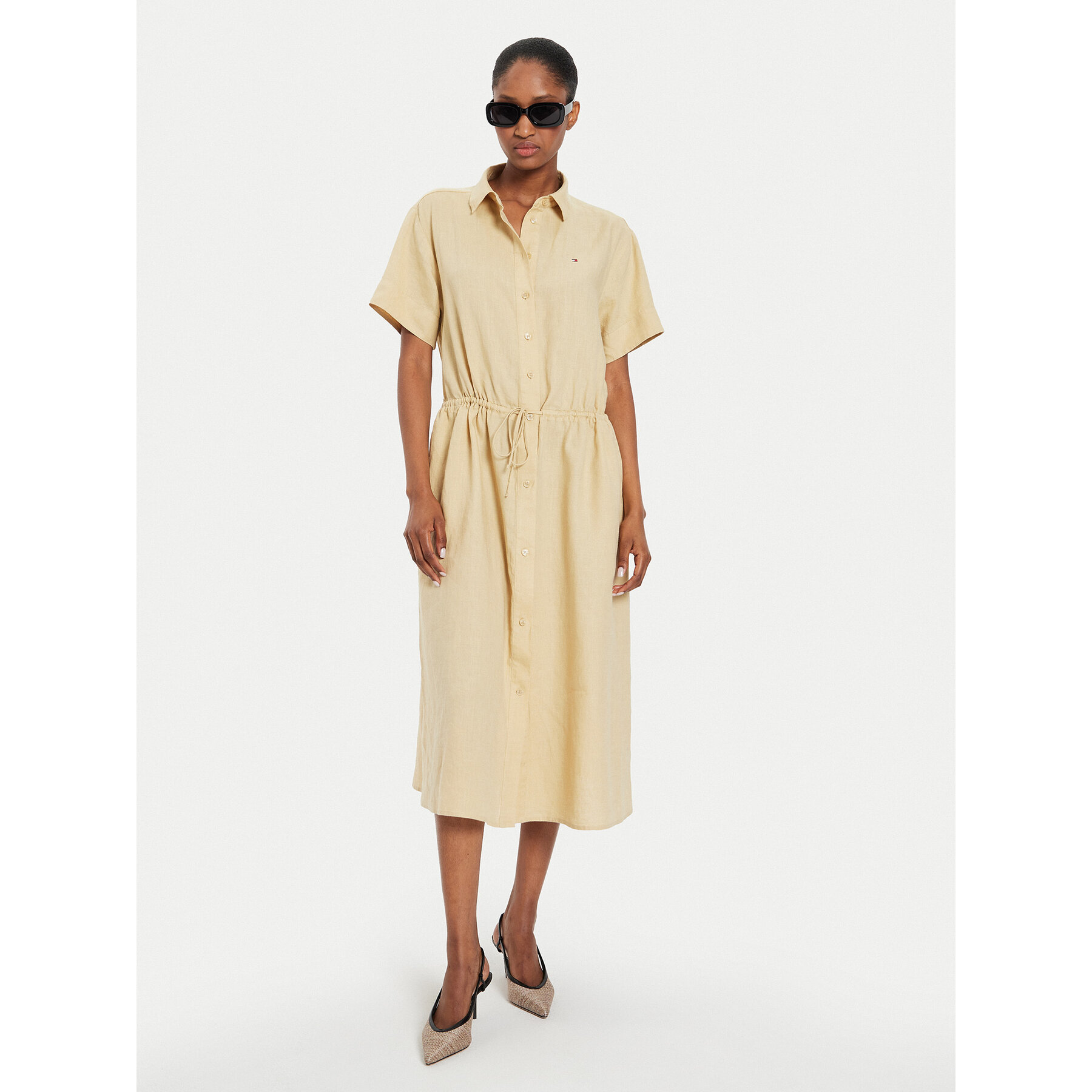 Tommy Hilfiger Sukienka koszulowa WW0WW41911 Beżowy Relaxed Fit