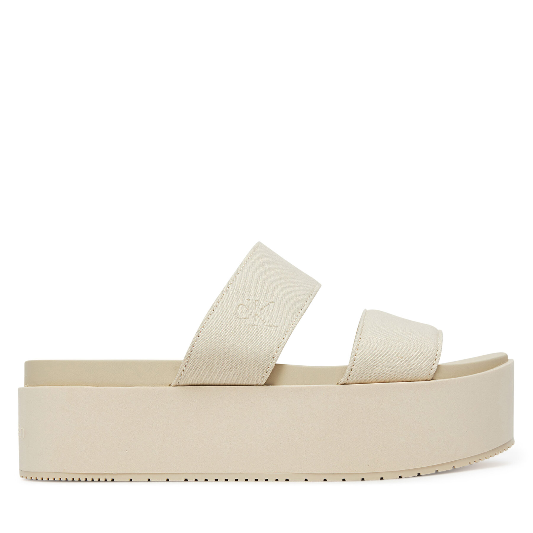 Calvin Klein Jeans Klapki Flatform Sandal Webbing In YW0YW01789 Écru