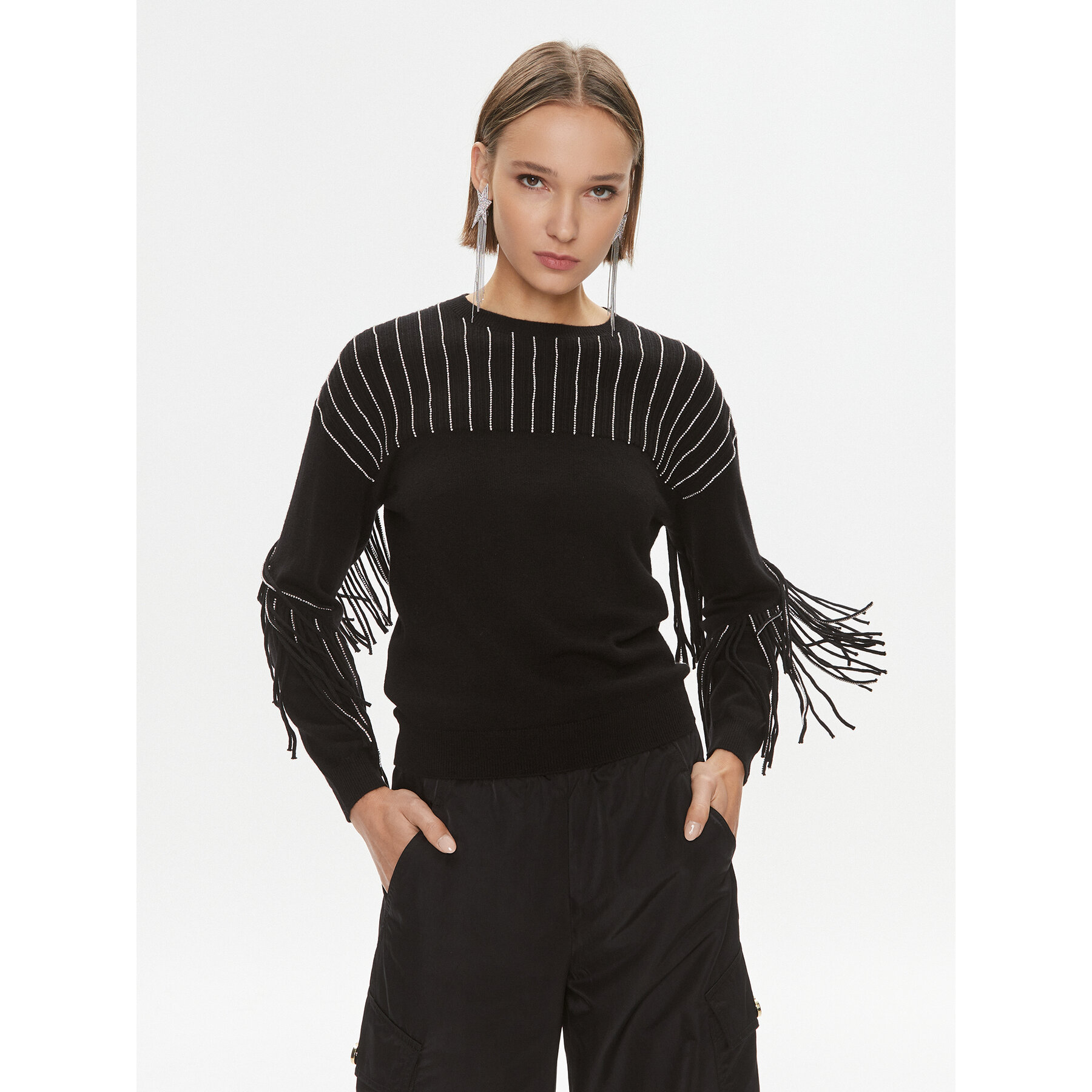 Pinko Sweter Libellula 102082 A19L Czarny Regular Fit