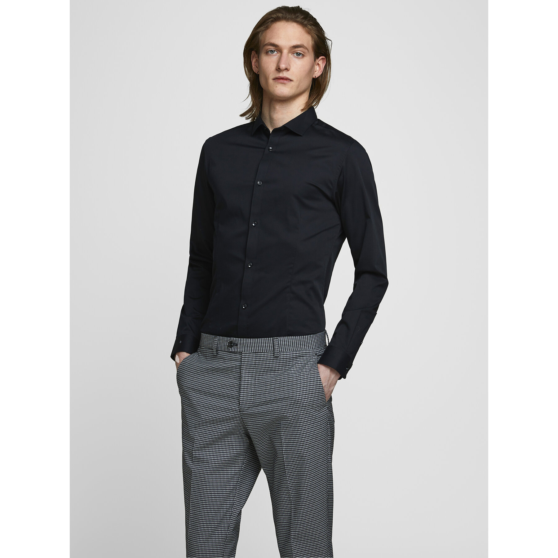 Jack & Jones Koszula Parma 12097662 Czarny Super Slim Fit