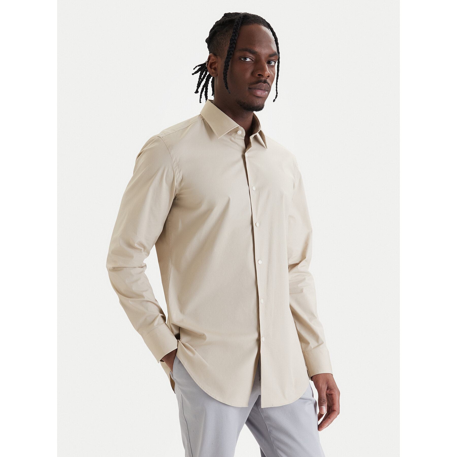 BOSS Koszula H-Hank-Kent-C1-214 50469345 Beżowy Slim Fit
