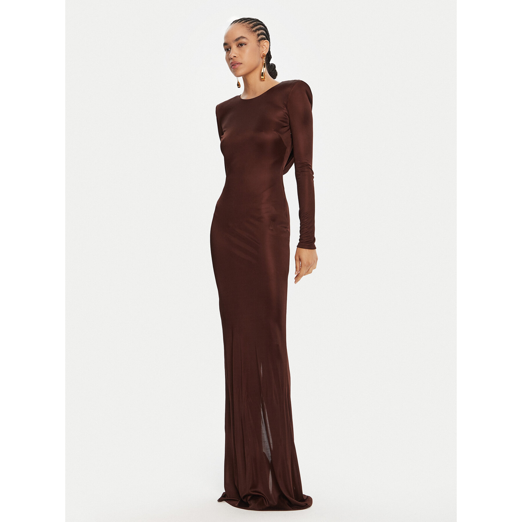 Elisabetta Franchi Sukienka wieczorowa AB-R10-56E2-V690 Brązowy Regular Fit