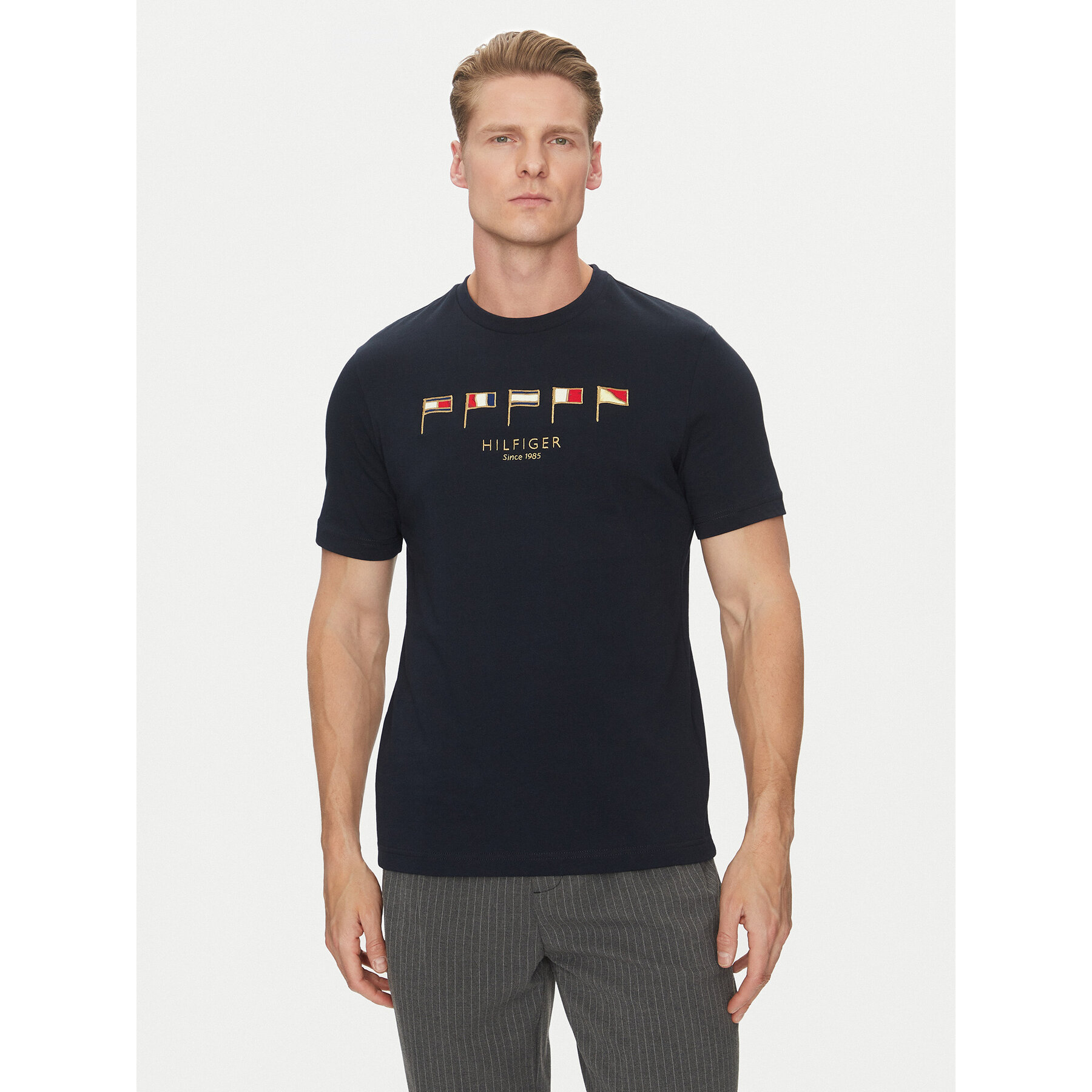 Tommy Hilfiger T-Shirt Multi Flags MW0MW38616 Granatowy Regular Fit