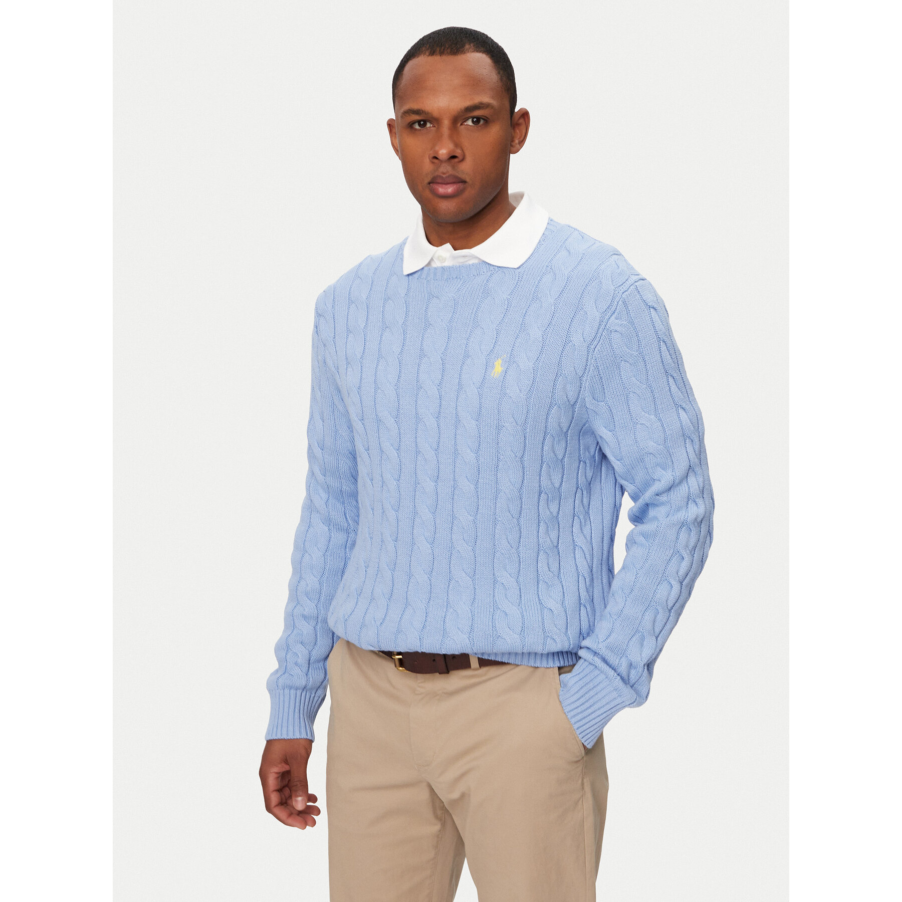 Polo Ralph Lauren Sweter 710775885535 Błękitny Regular Fit