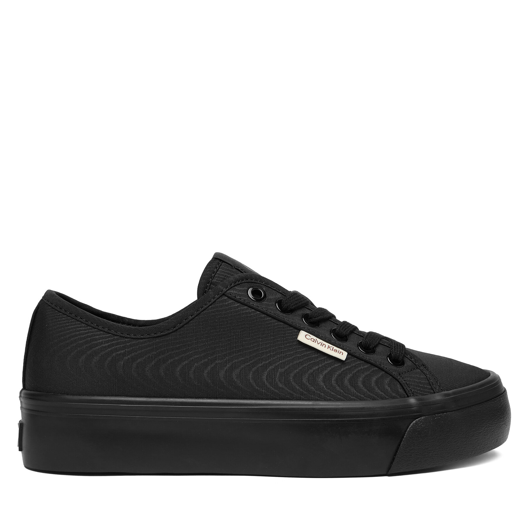 Calvin Klein Sneakersy Vulc Flatform Lace Up Moire YW0YW02012 Czarny