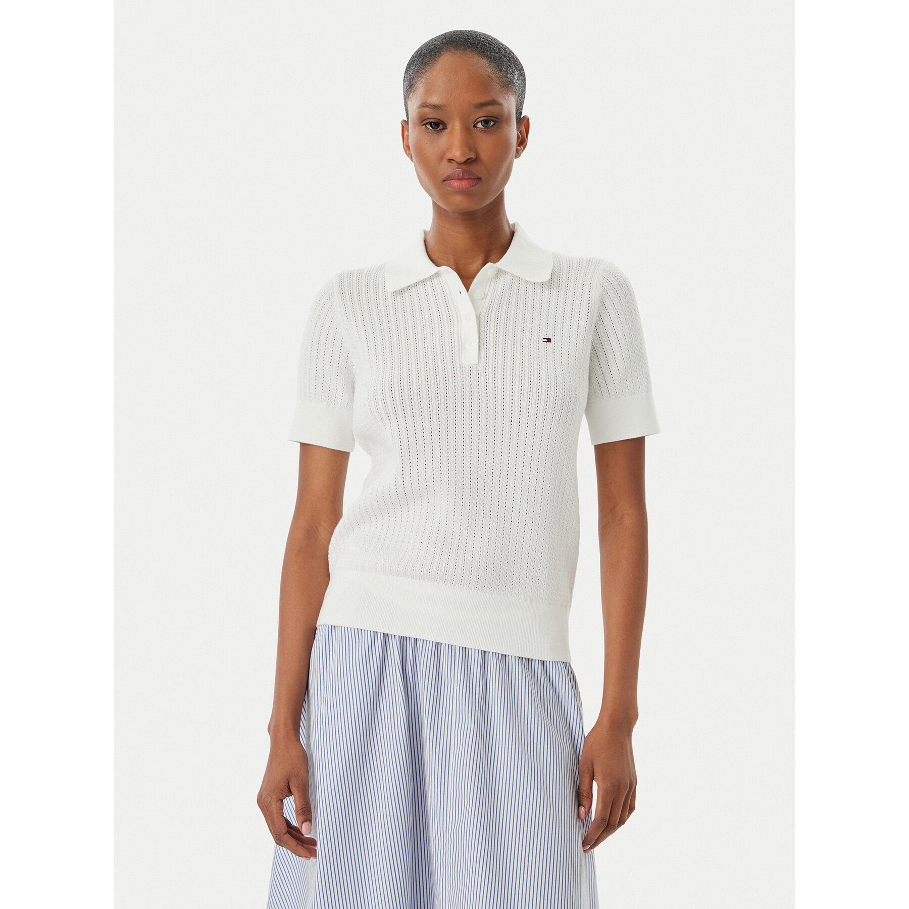 Tommy Hilfiger Polo WW0WW49362 Biały Slim Fit
