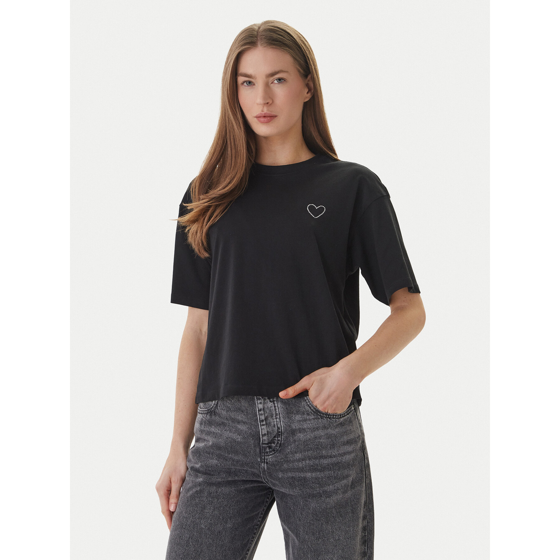 ONLY T-Shirt Rhine 15368901 Czarny Boxy Fit