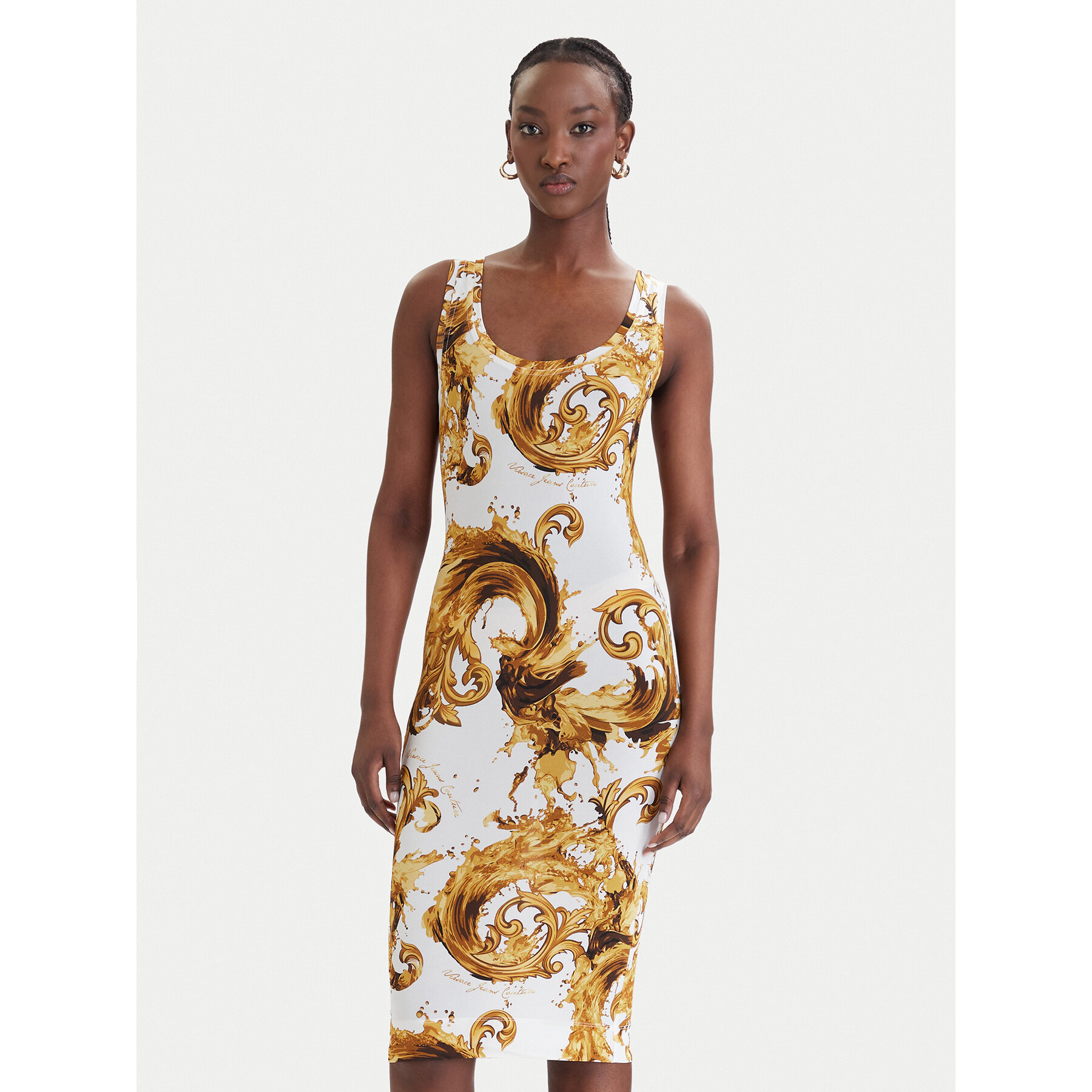 Versace Jeans Couture Sukienka codzienna 80HAO946 JS533 Biały Slim Fit