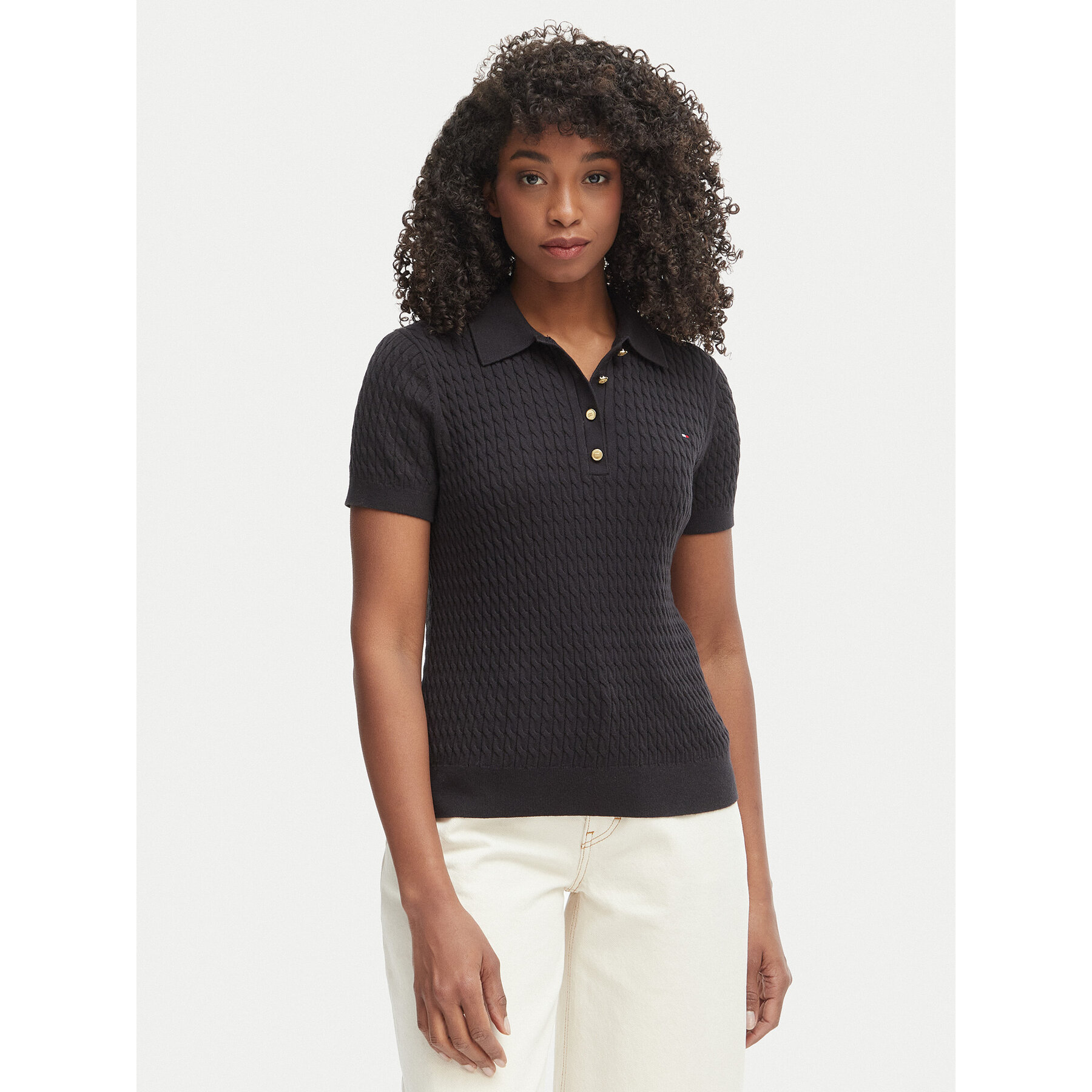 Tommy Hilfiger Polo WW0WW41474 Czarny Regular Fit