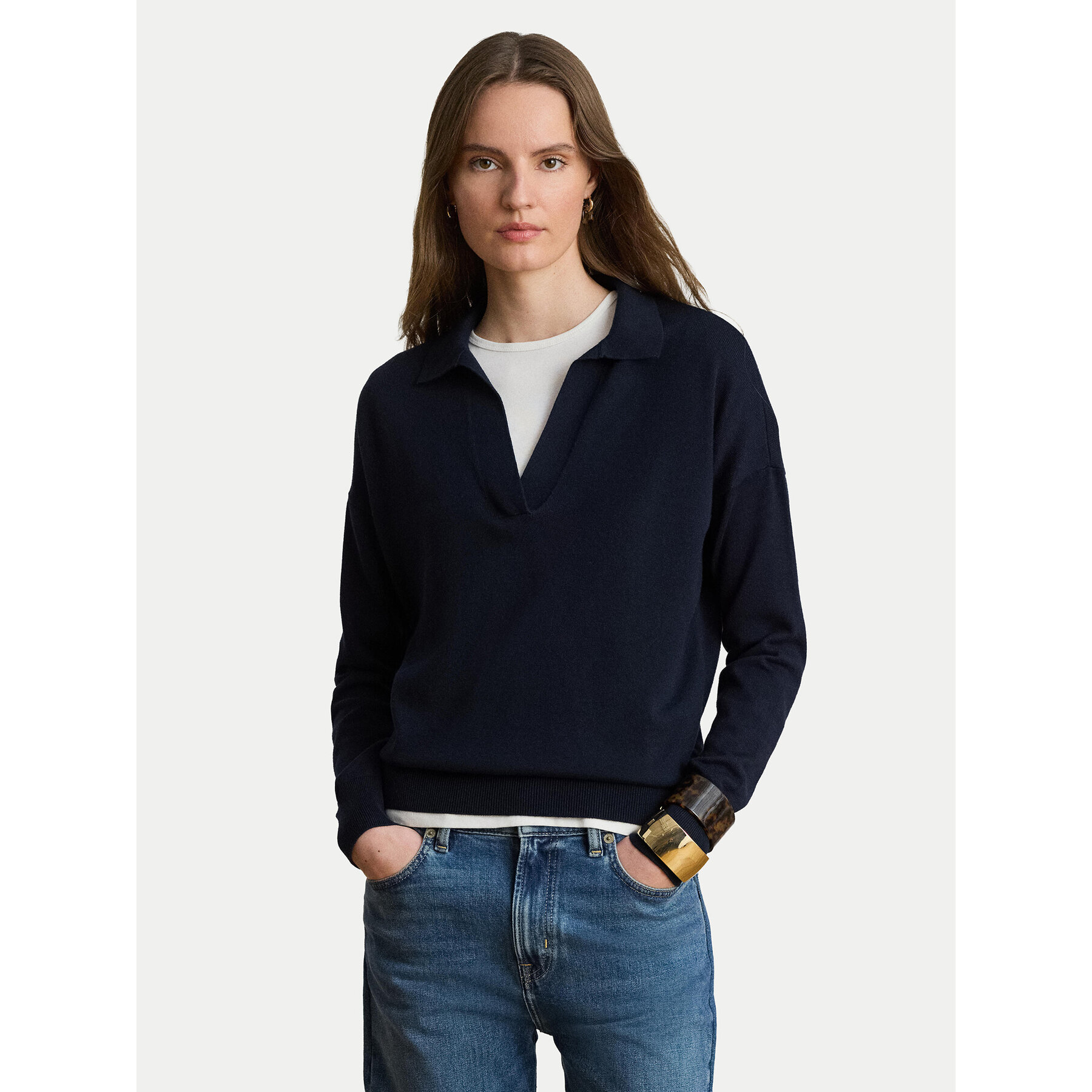 LAUREN RALPH LAUREN Sweter 200P14056003 Granatowy Regular Fit