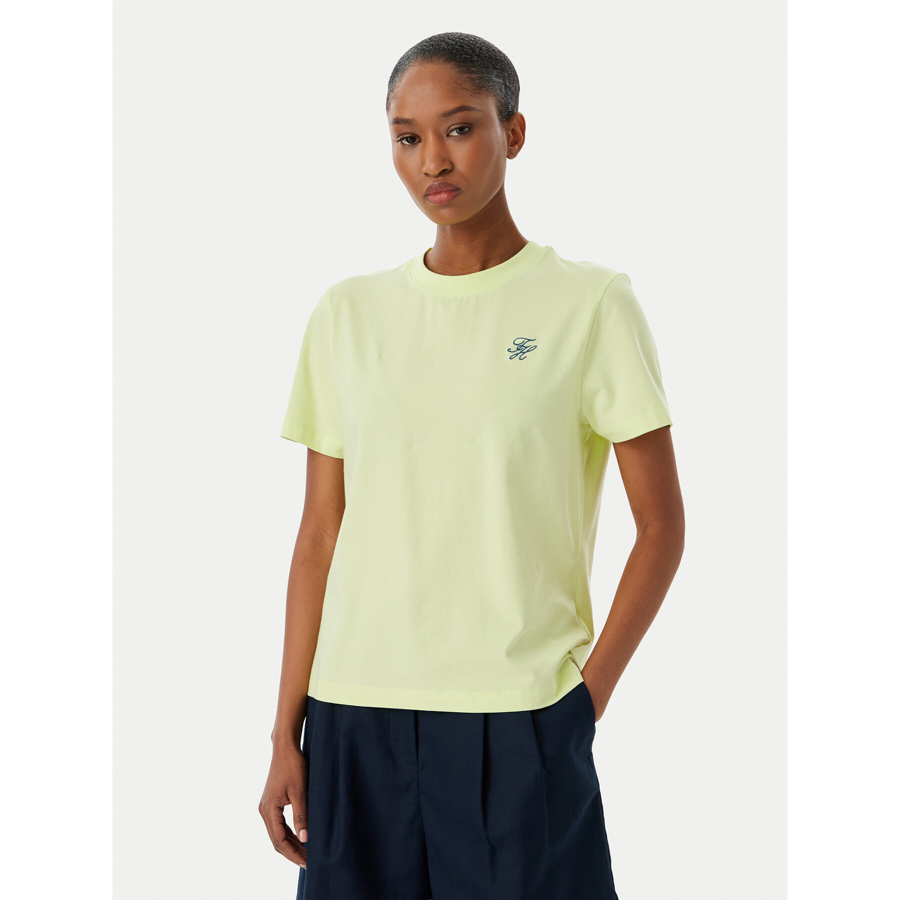 Tommy Hilfiger T-Shirt Logo Embroidery WW0WW48699 Żółty jasny Regular Fit