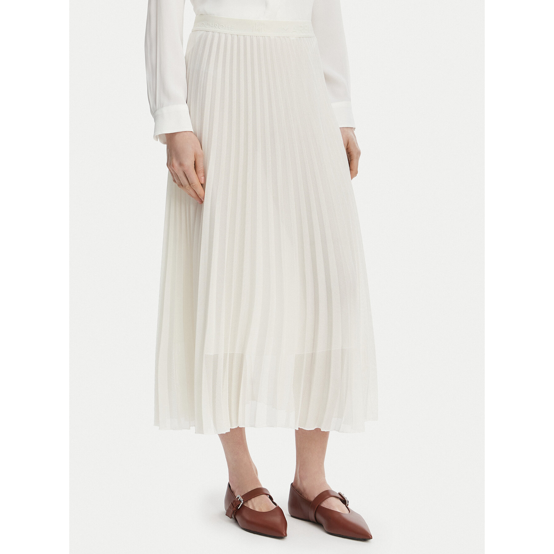 Marella Spódnica plisowana Gabbia 2613101085 Écru Regular Fit