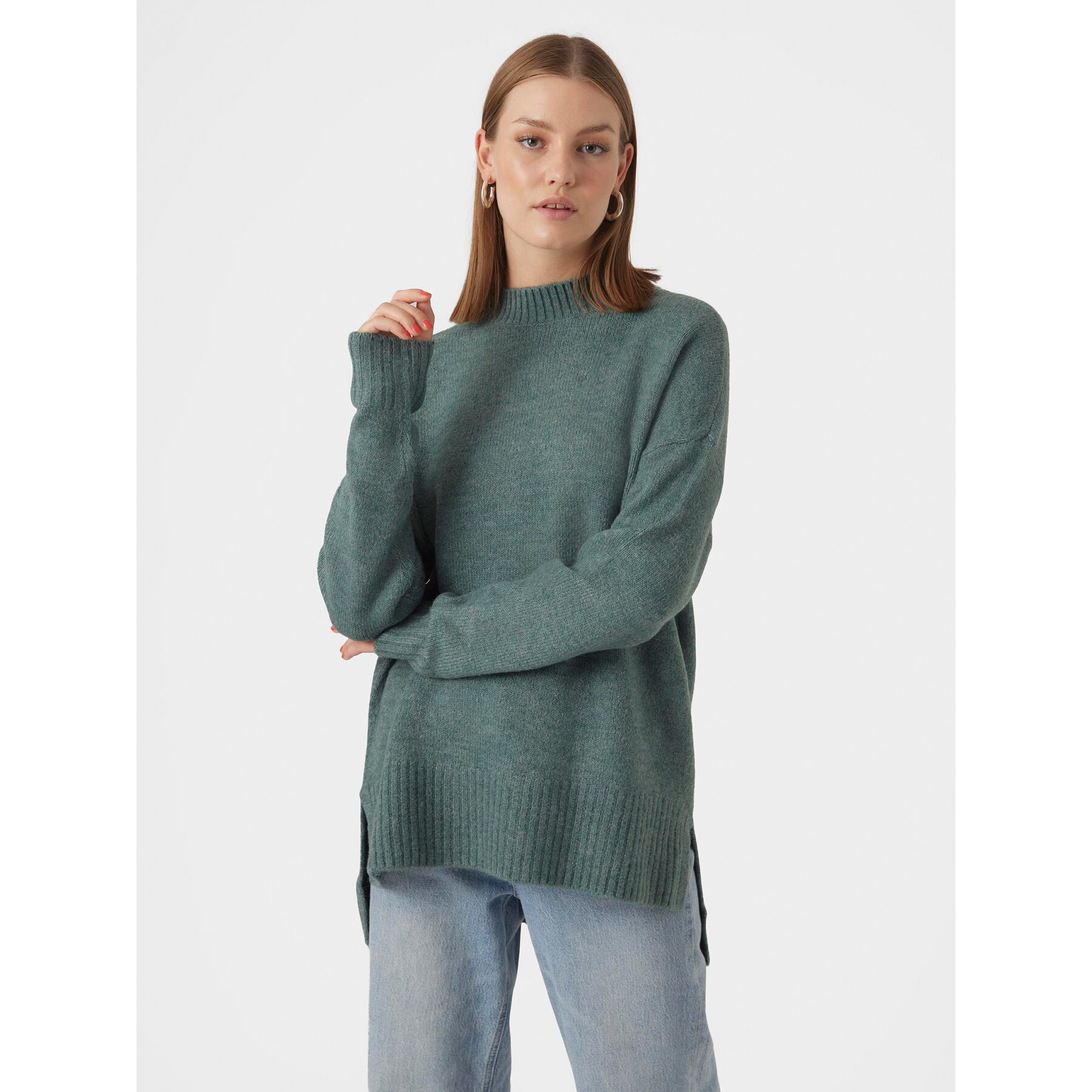 Vero Moda Sweter 10269229 Zielony Regular Fit