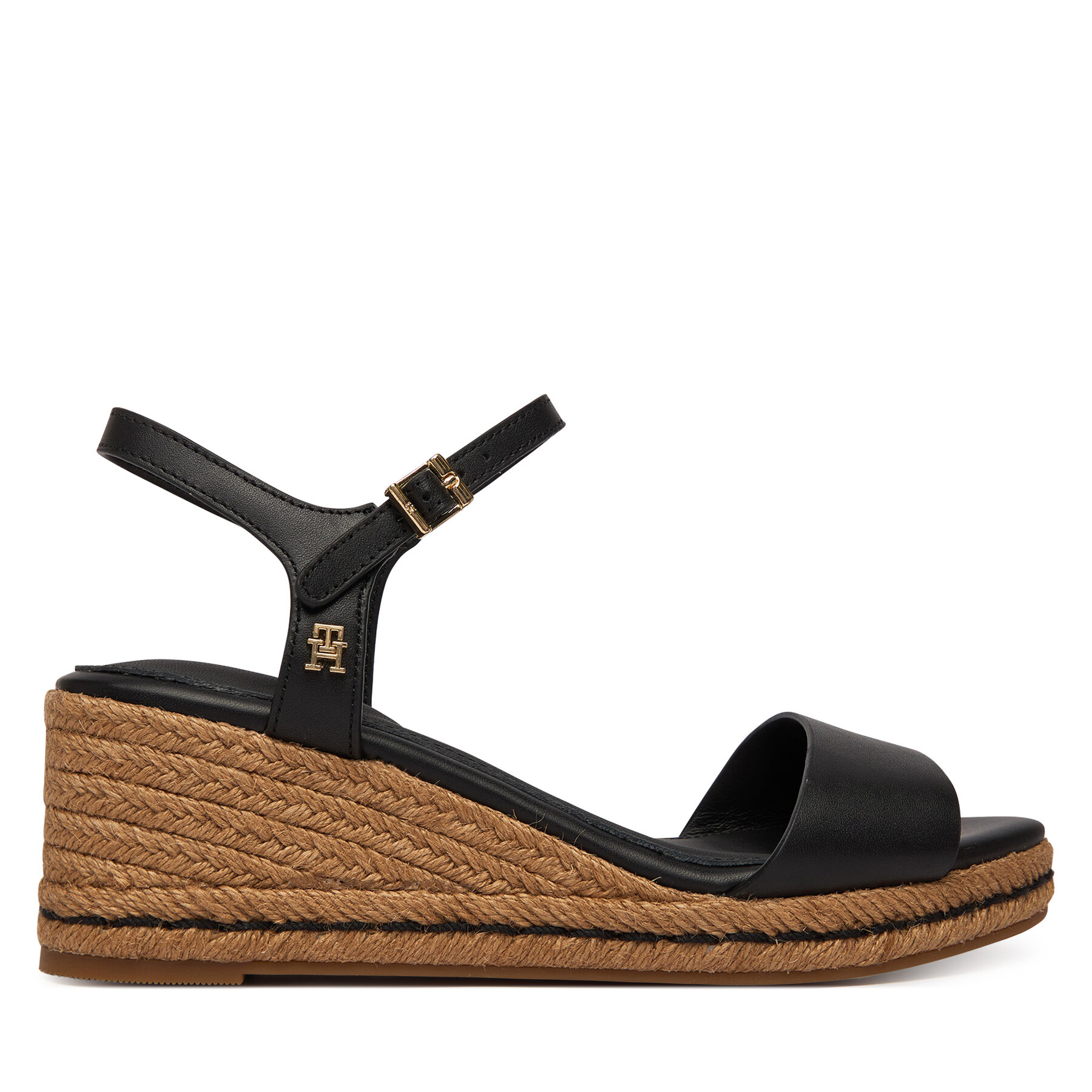 Tommy Hilfiger Espadryle Mid Wedge Espad Leather FW0FW09340 Czarny