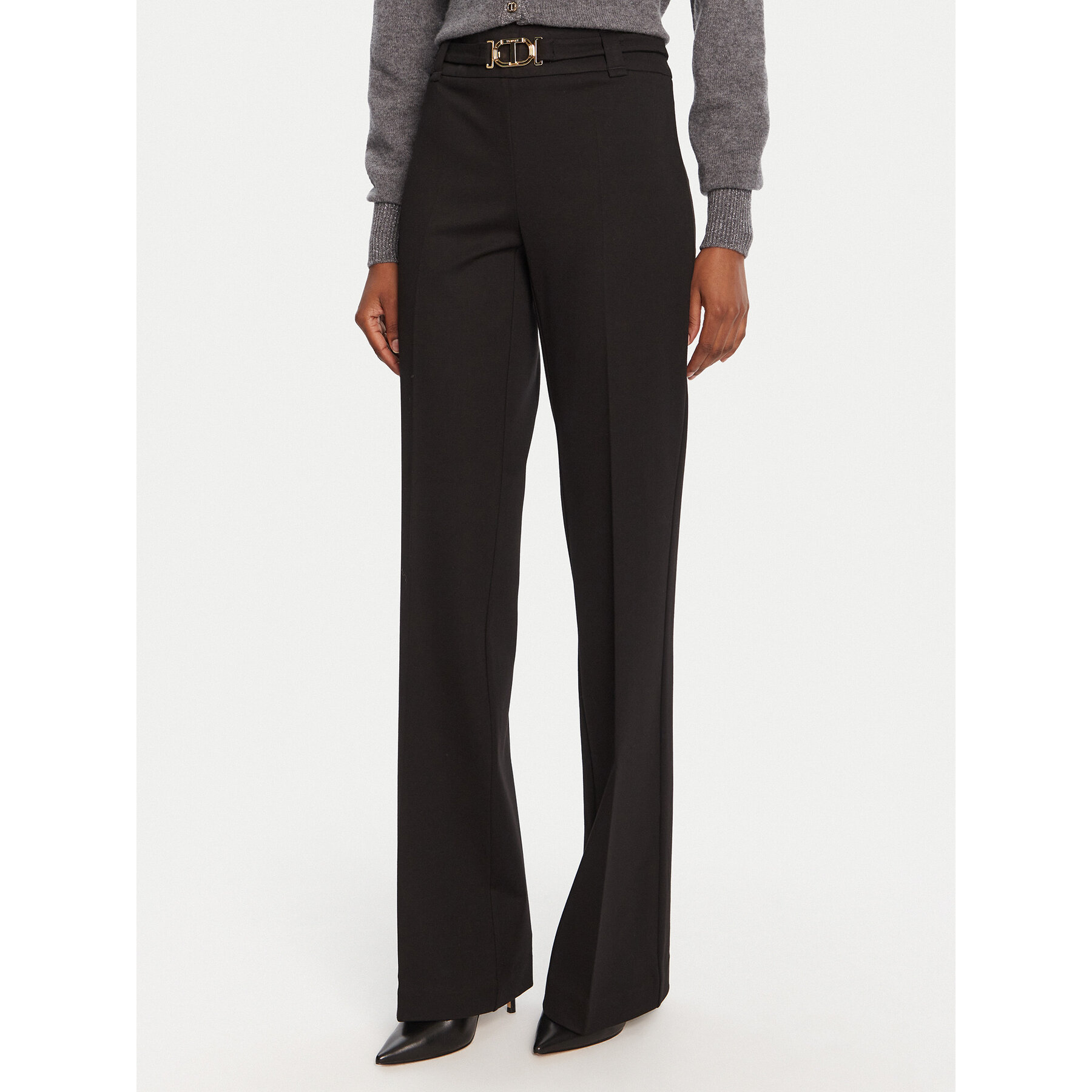 TWINSET Spodnie materiałowe 252TP2602 Czarny Flare Fit