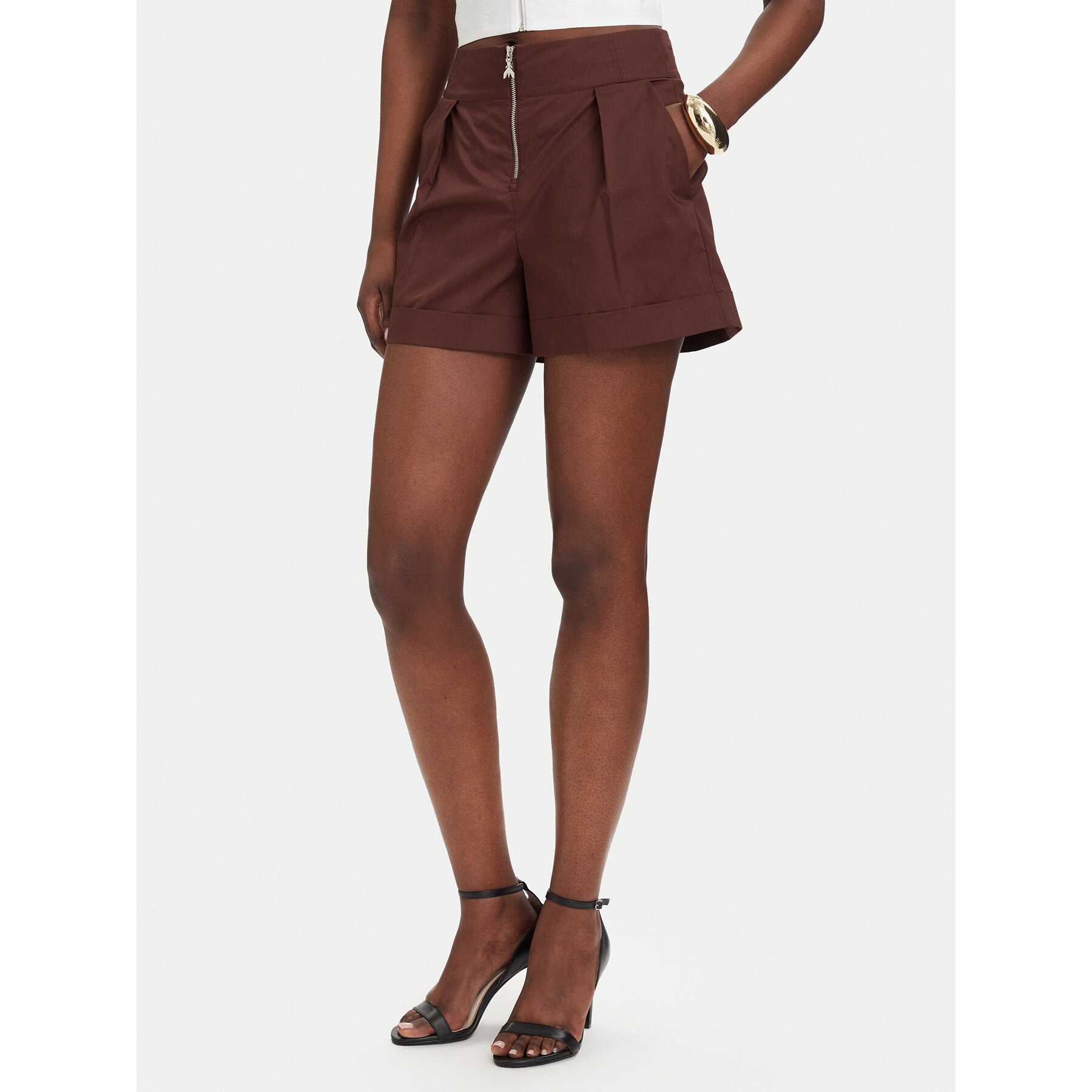 Patrizia Pepe Szorty materiałowe 2P1751/A9B9-B887 Brązowy ciemny Regular Fit