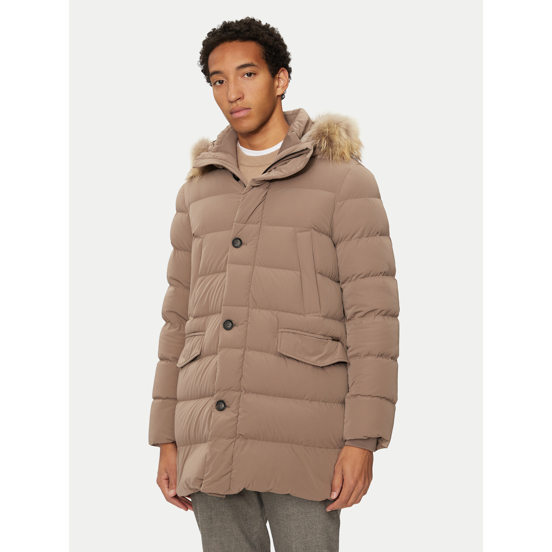 Hetregó Kurtka puchowa Parker 8N436M Beżowy Regular Fit