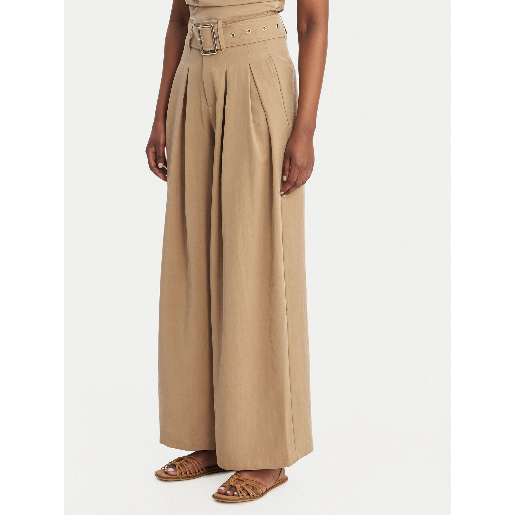 Eleh Spodnie palazzo SS260099 Beżowy Wide Leg