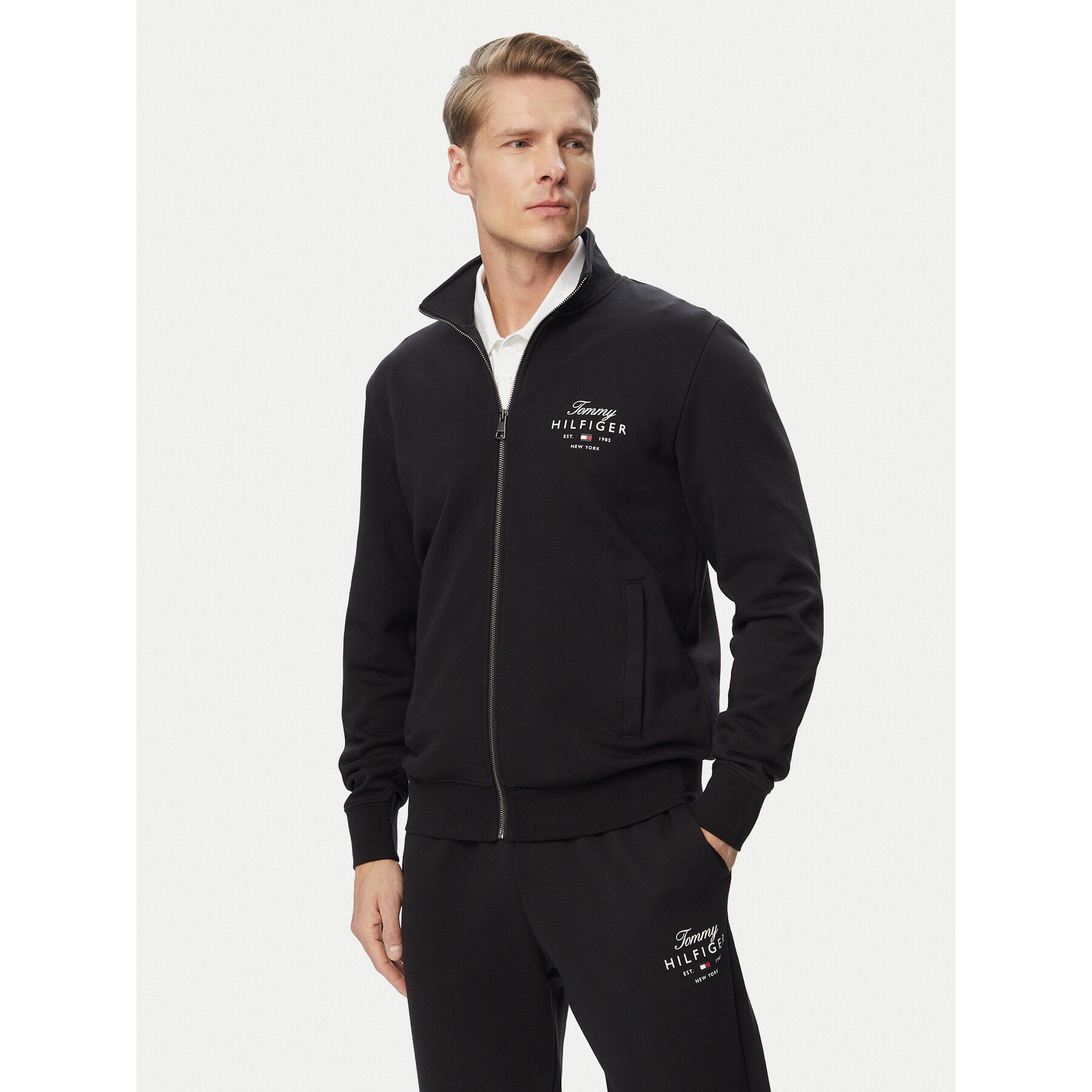 Tommy Hilfiger Bluza Script Stack MW0MW43219 Czarny Regular Fit