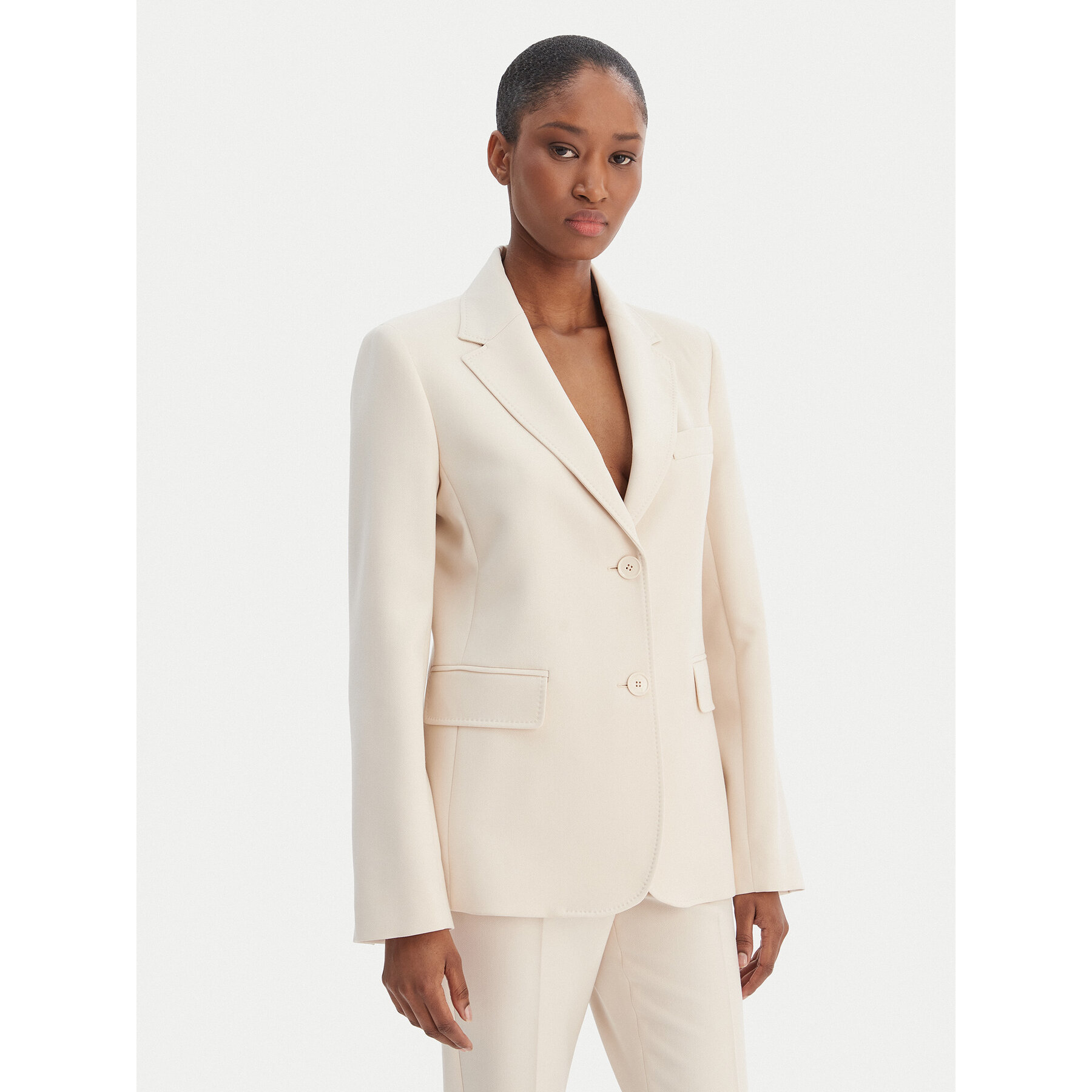 Weekend Max Mara Marynarka Uva 2615041061 Écru Slim Fit