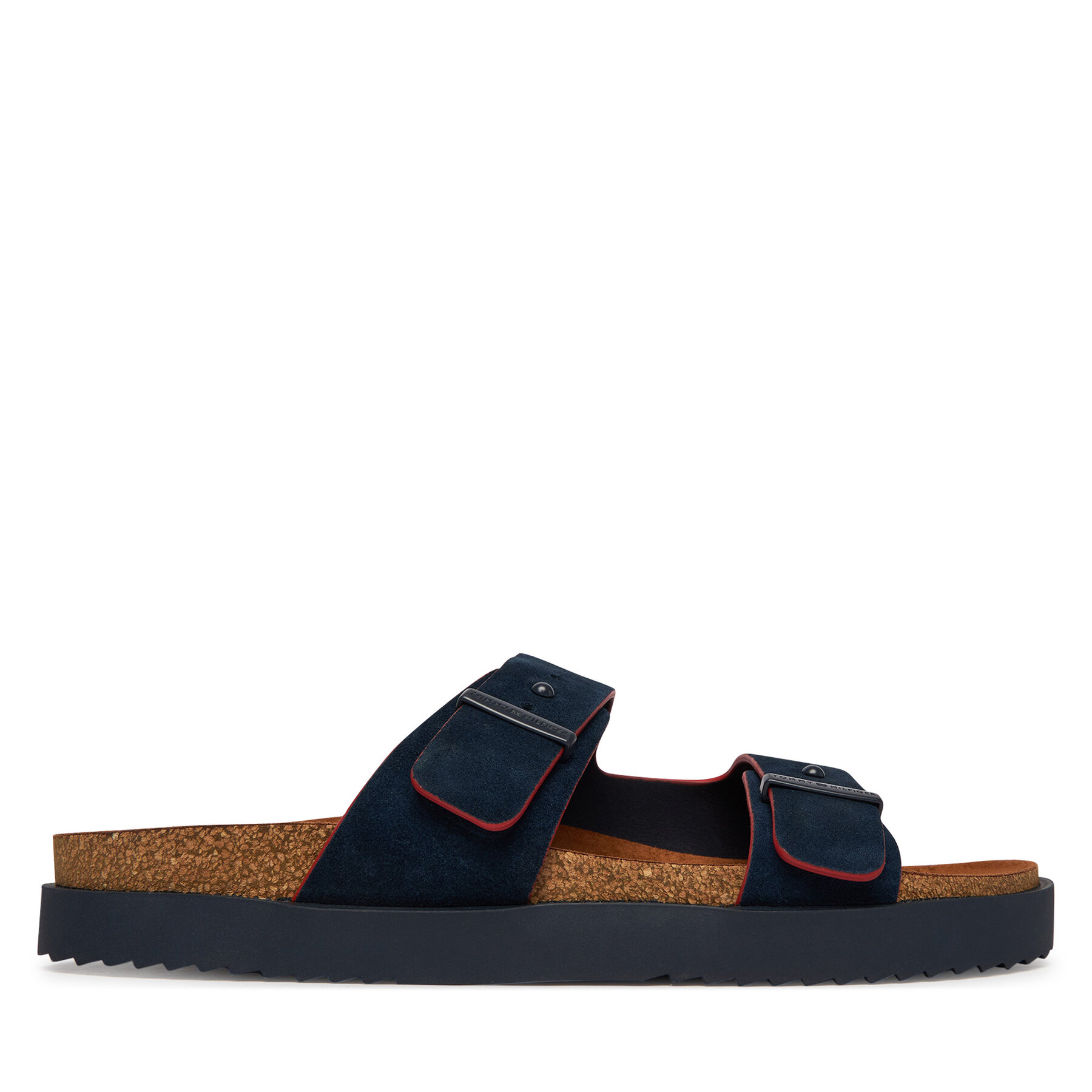 Tommy Hilfiger Klapki Cork Adjustable Suede Sandal FM0FM05869 Granatowy
