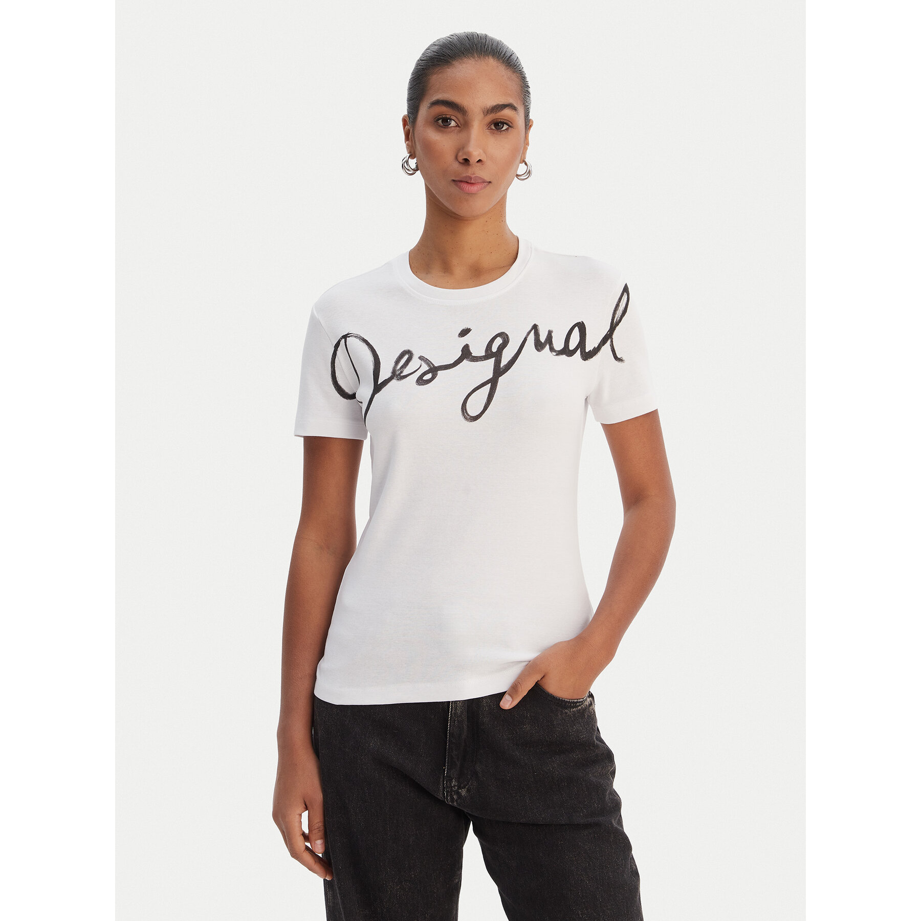 Desigual T-Shirt 26SWTK07 Biały Regular Fit