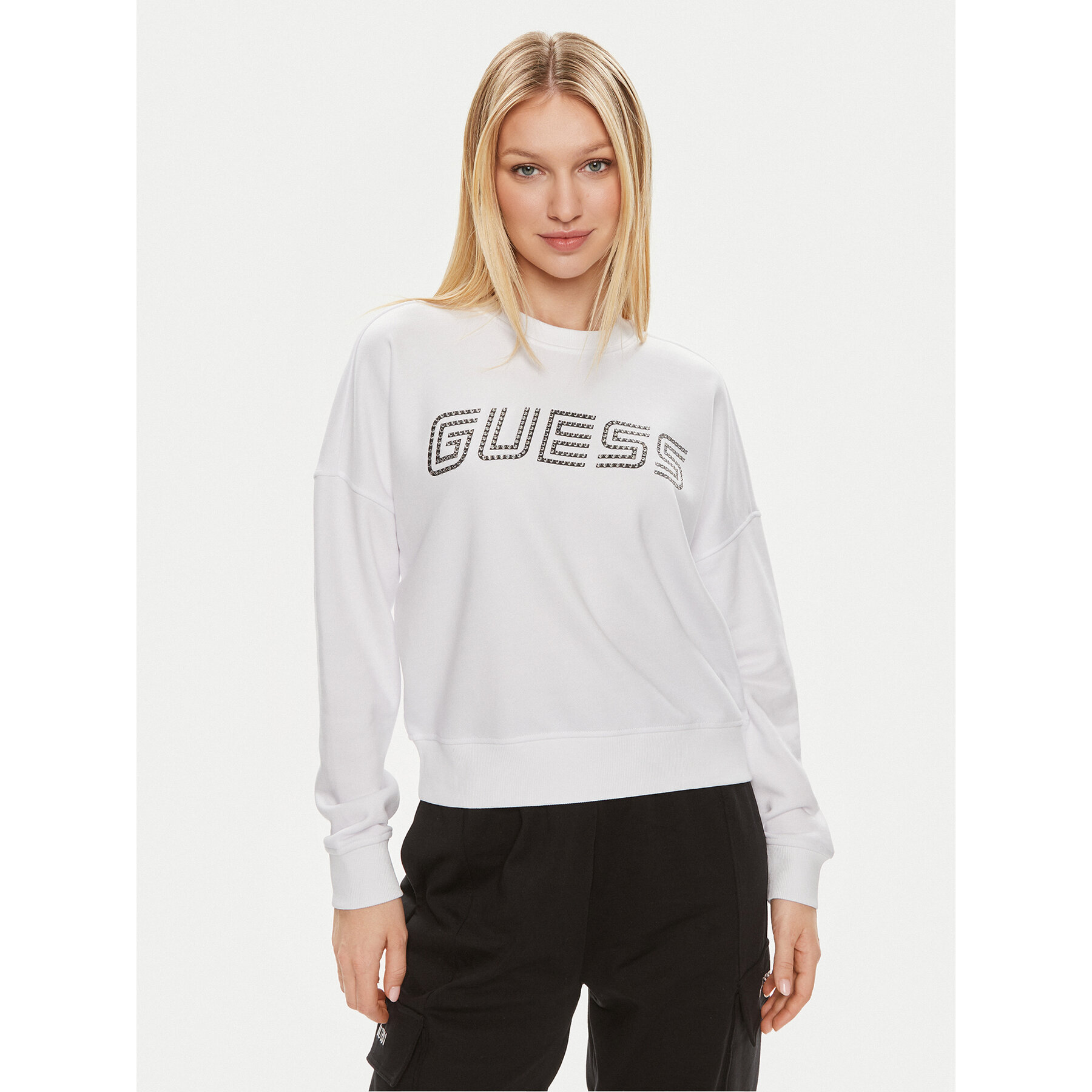 Guess Bluza Skylar V4GQ07 K8802 Biały Relaxed Fit