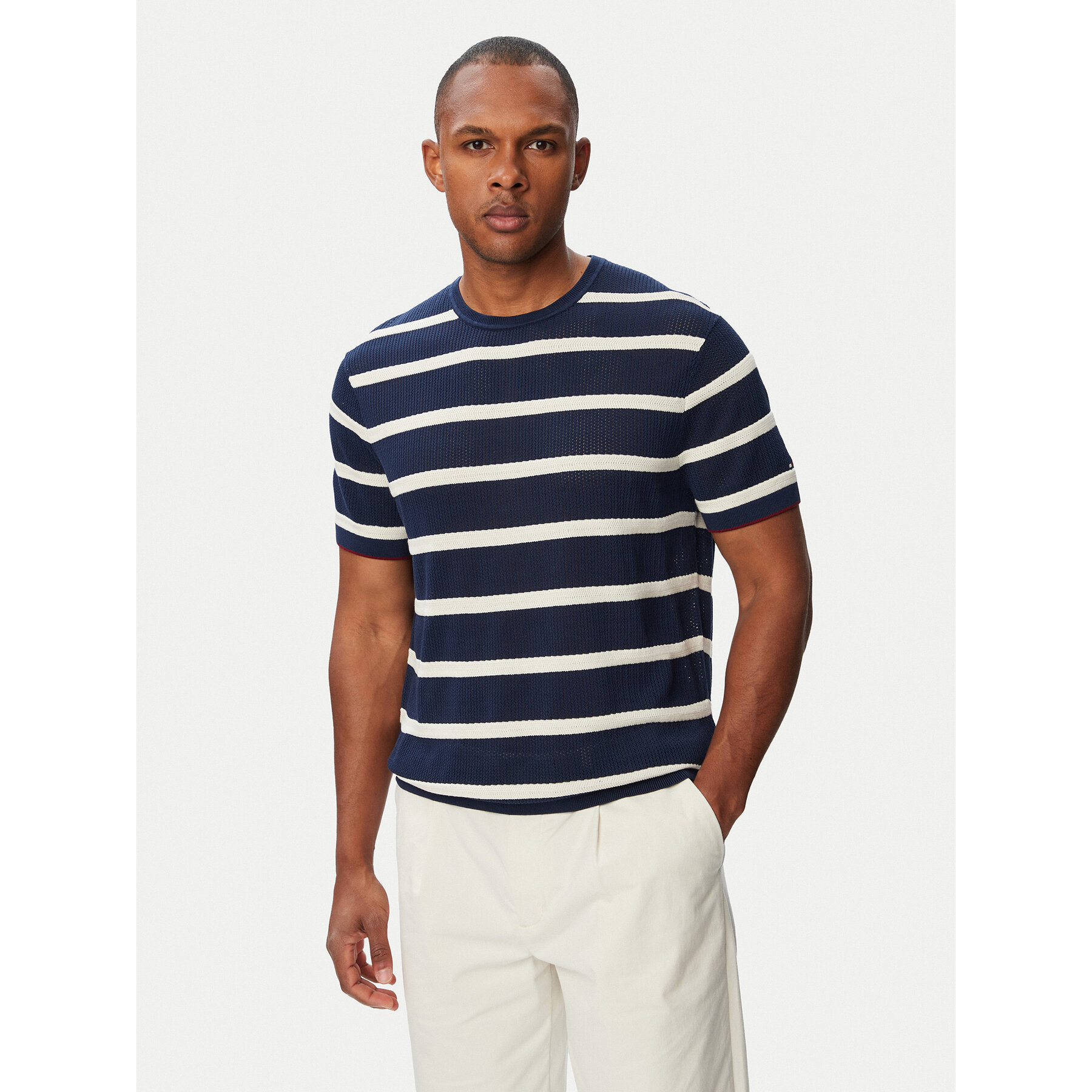 Tommy Hilfiger Sweter Breton MW0MW43942 Granatowy Regular Fit