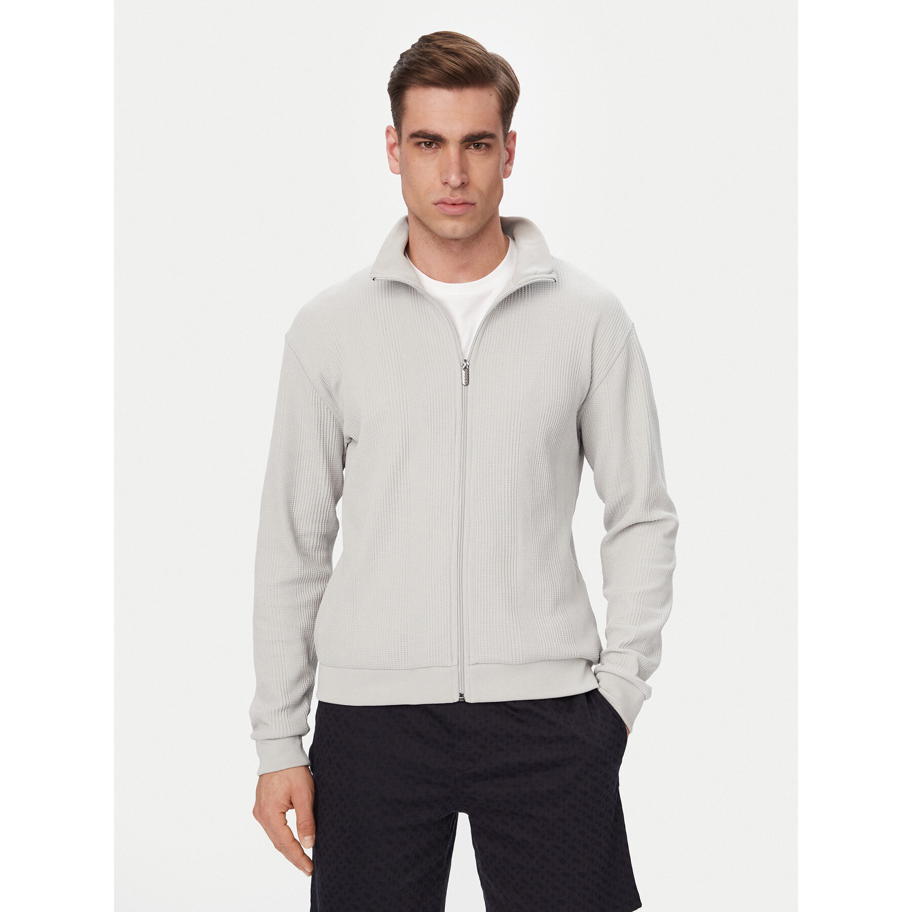 BOSS Bluza Structure 50559332 Szary Regular Fit