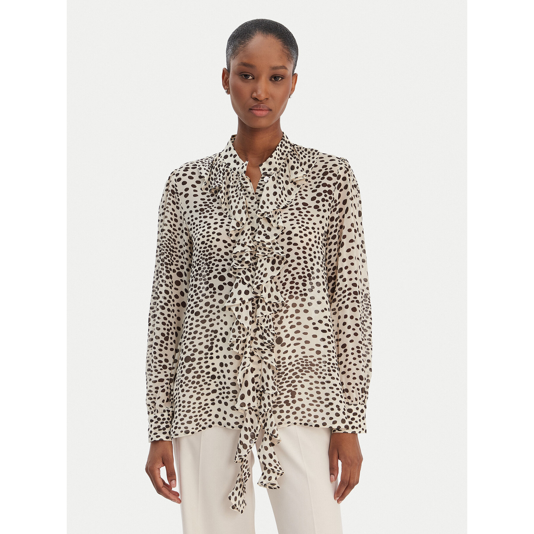 Marella Koszula Canapa 2613111151 Écru Regular Fit