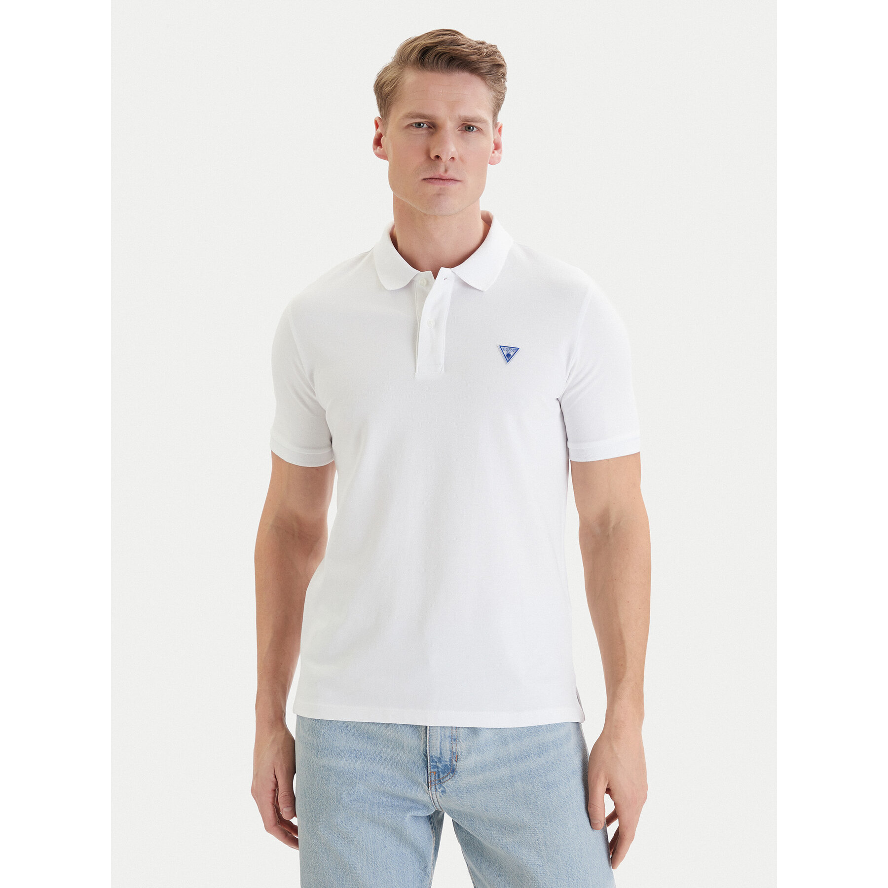 Guess Polo F6GP03 K9WF1 Biały Slim Fit