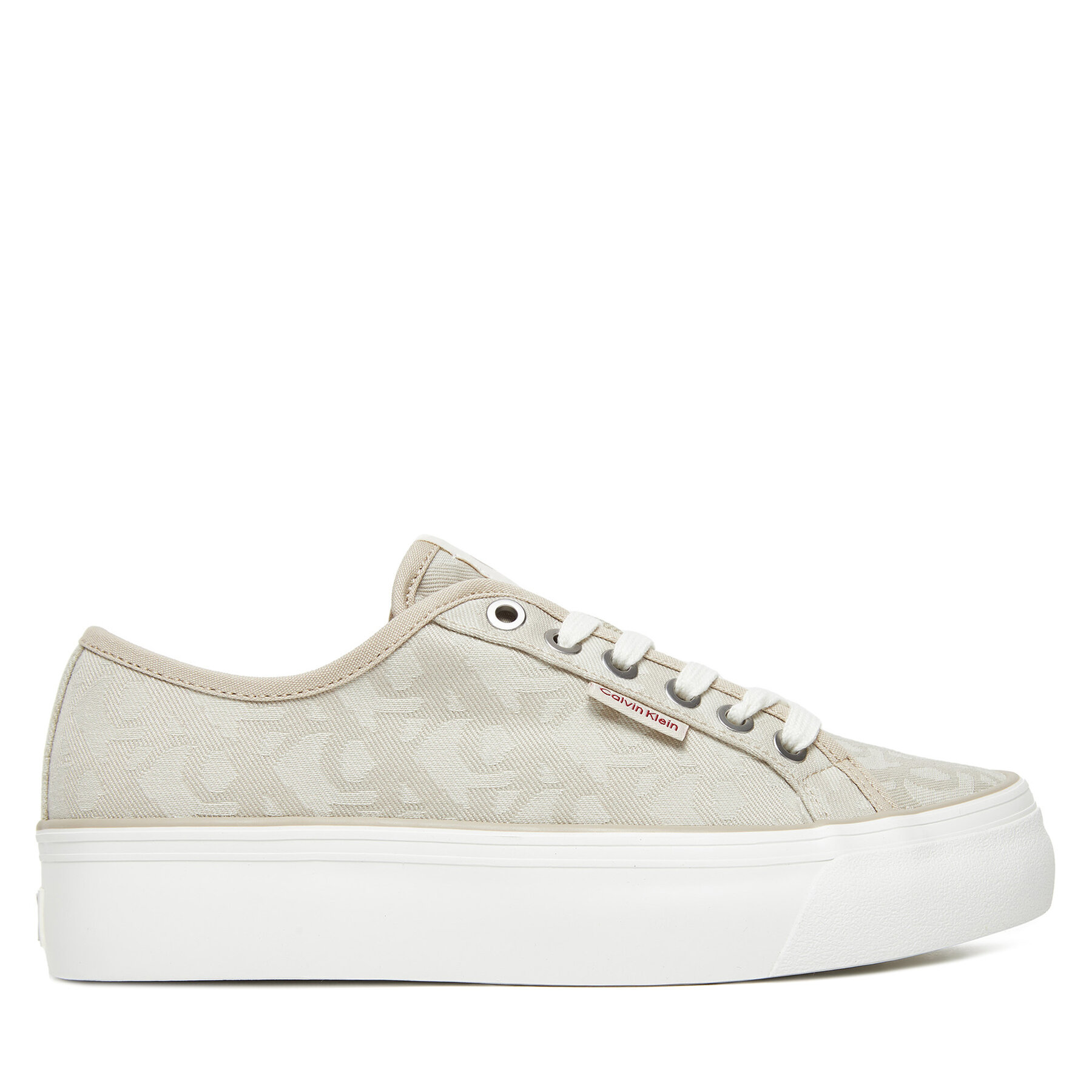 Calvin Klein Jeans Sneakersy Vulc Flatf Jacquard Aop YW0YW01965 Beżowy